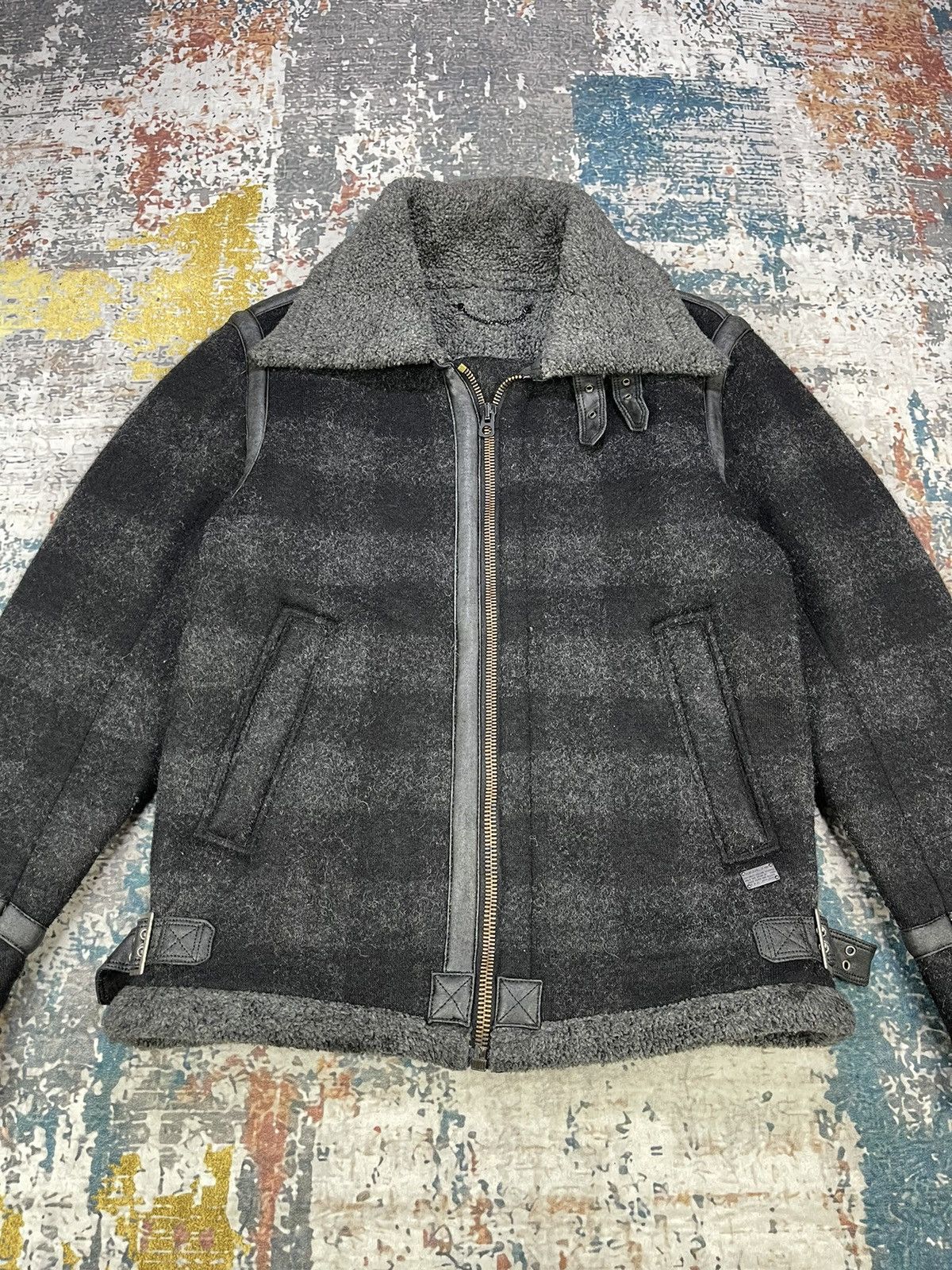 Diesel Black Gold Diesel Type N.78 Wool Faux Fur Striped Bomber Jackets Size US S / EU 44-46 / 1 - 2 Thumbnail