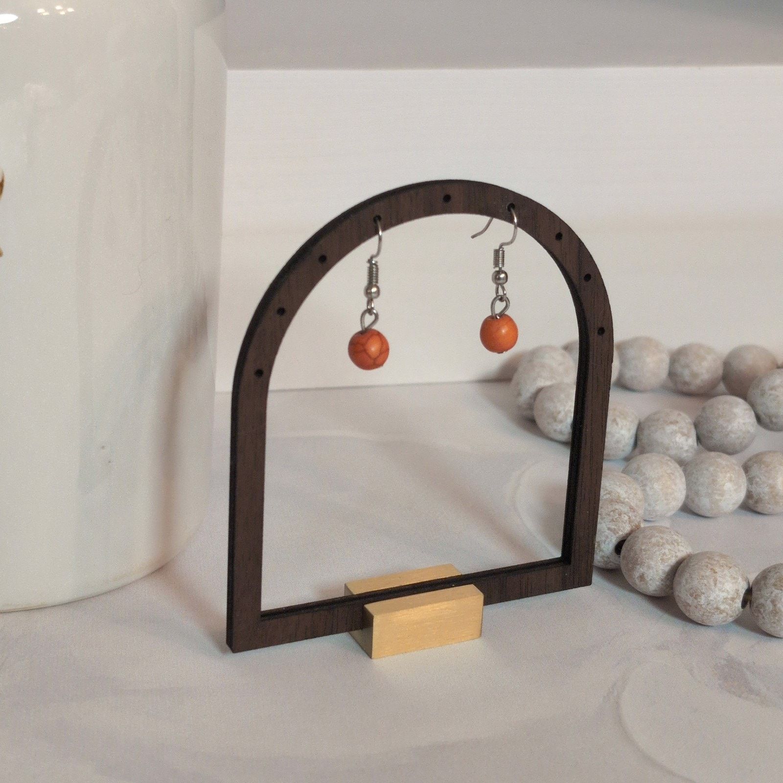 Other Cute VTG 1980s Silver-Tone Orange Crackle Beaded Earrings Size ONE SIZE - 2 Thumbnail