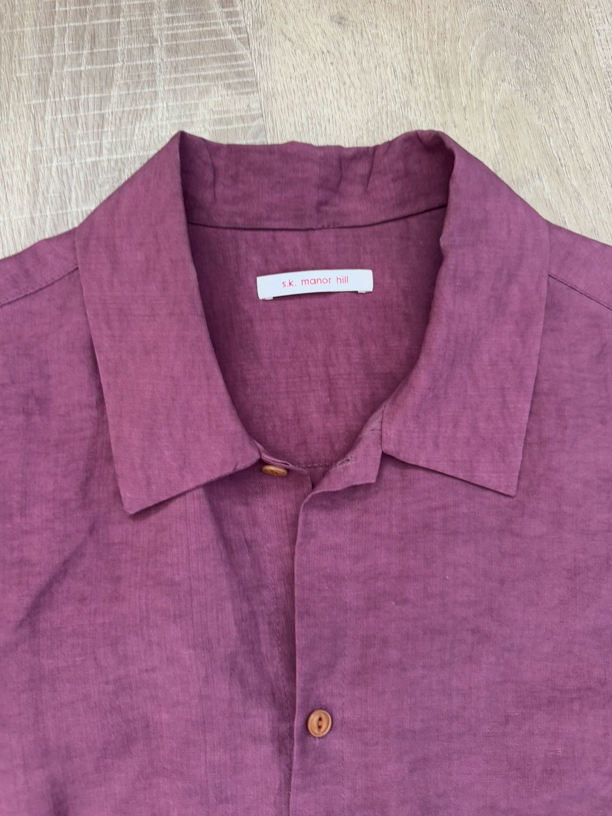 s.k. manor hill Sage Shirt Magenta Viscose Linen Size US M / EU 48-50 / 2 - 5 Thumbnail