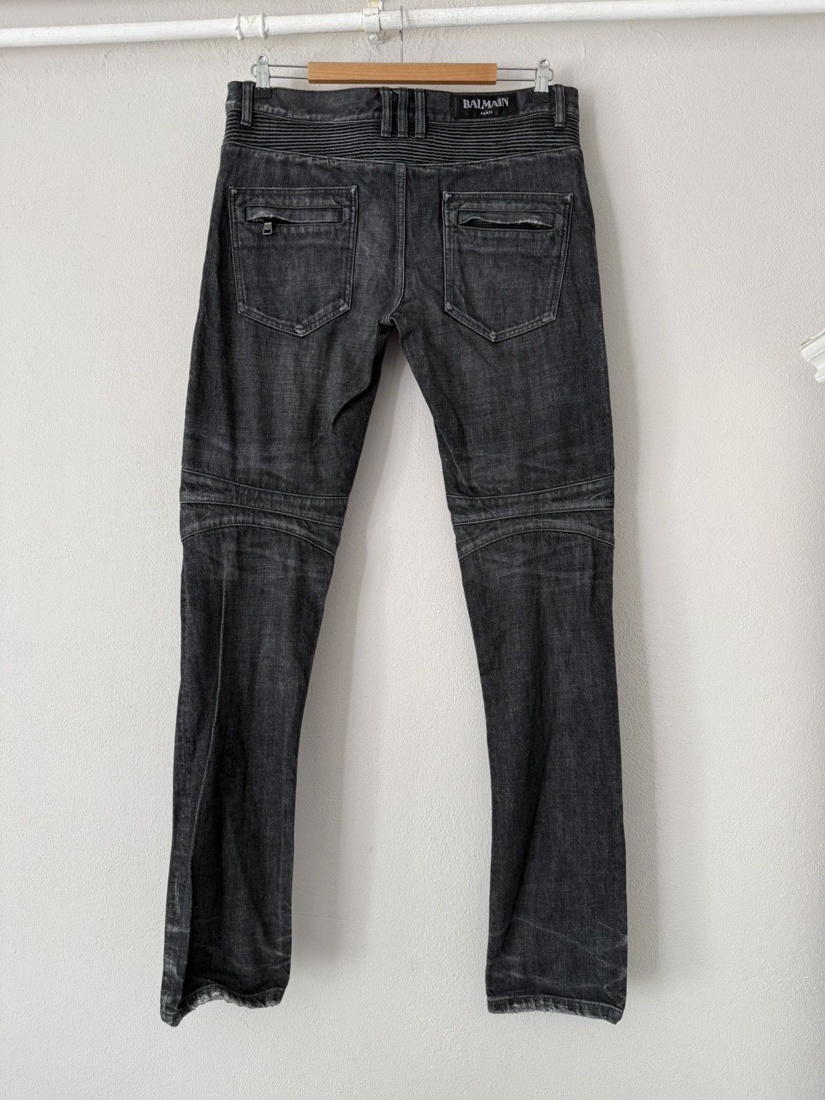 Balmain Biker Jeans in Washed Black – Size 33 | Grailed