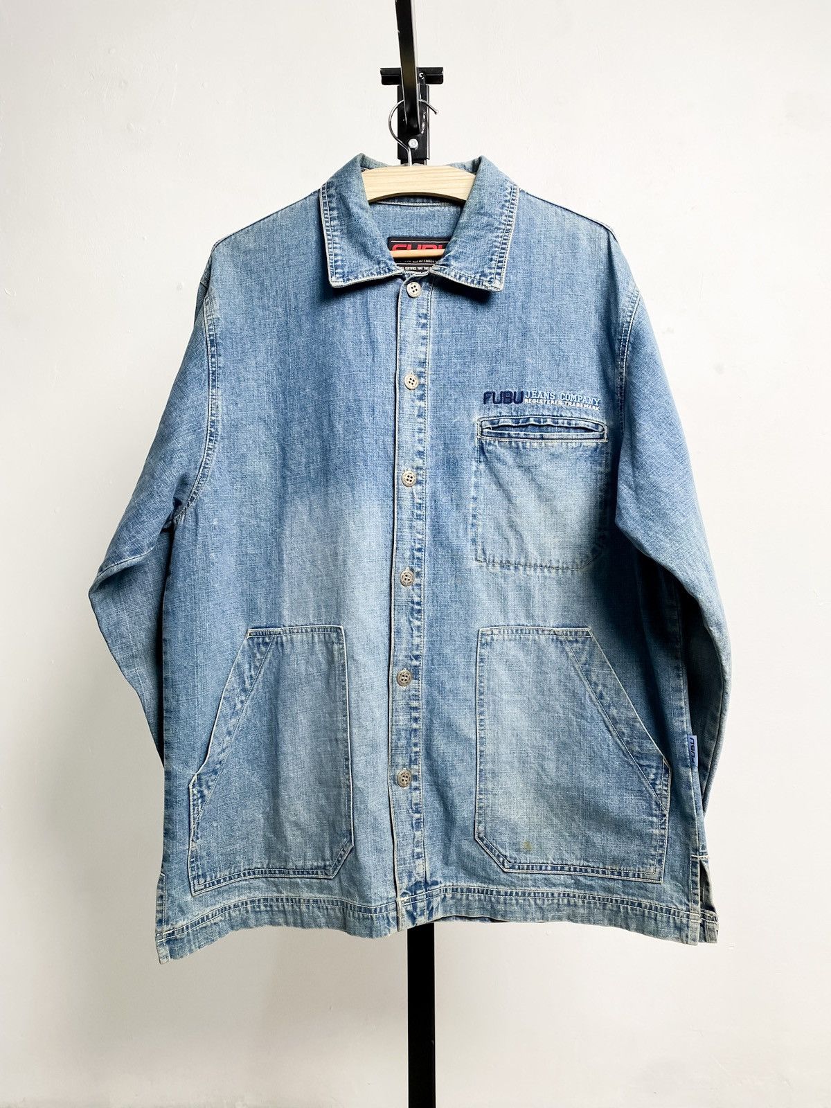 Fubu × Vintage Vintage 90's Fubu Jeans Heavy Denim Wax Jacket Size US XL / EU 56 / 4 - 1 Thumbnail
