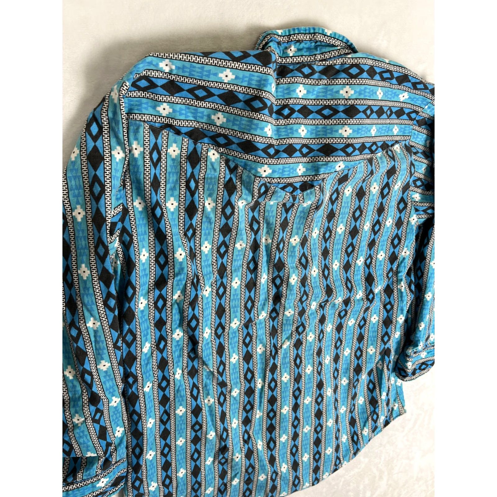 Vintage VINTAGE Canyon Trail Western Geometric Print Long Sleeve Button-Up Shirt Mens XL Blue Size US XL / EU 56 / 4 - 7 Thumbnail