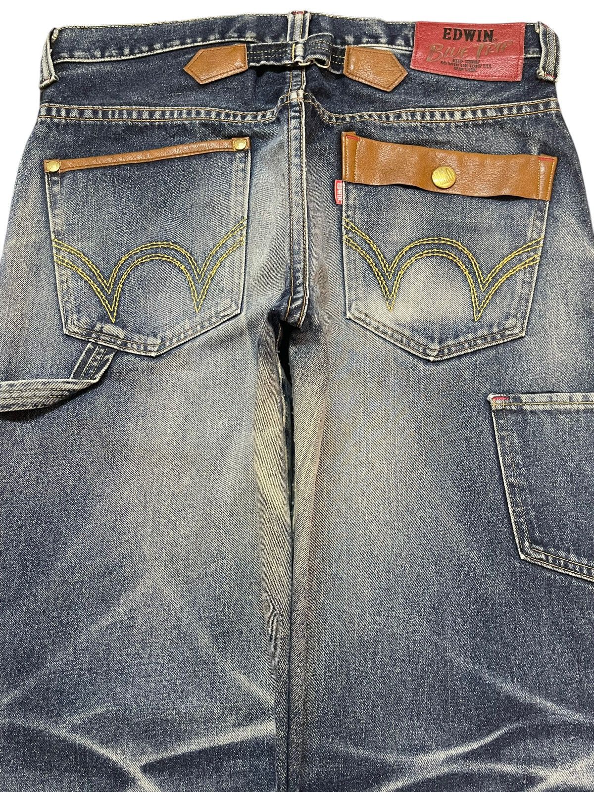 Edwin Y2K Japan Edwin Carpenter Buckle Faded Wash Wide Leg Baggy Size US 34 / EU 50 - 5 Thumbnail