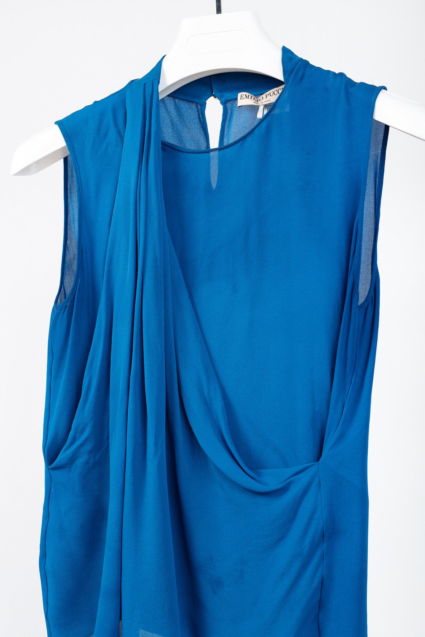 Emilio Pucci Emilio Pucci Blue Silk Crepe Draped Blouse with Scarf Size M / US 6-8 / IT 42-44 - 4 Thumbnail