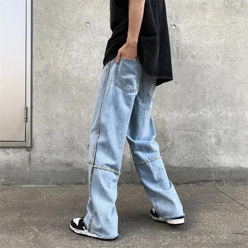Japanese Brand Retro loose wide leg patchwork fringed jeans Size US 30 / EU 46 - 3 Thumbnail