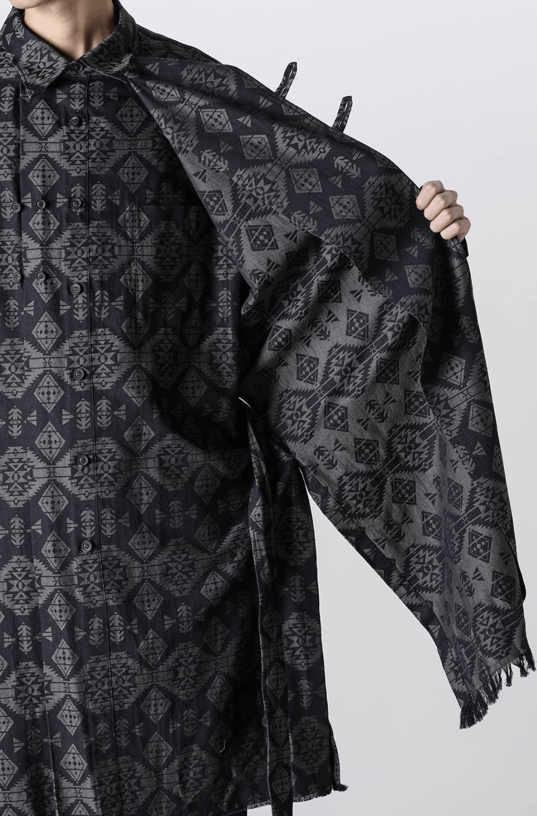 Yohji Yamamoto Pour Homme Left 2 Layerd Pattern Gown Blouse