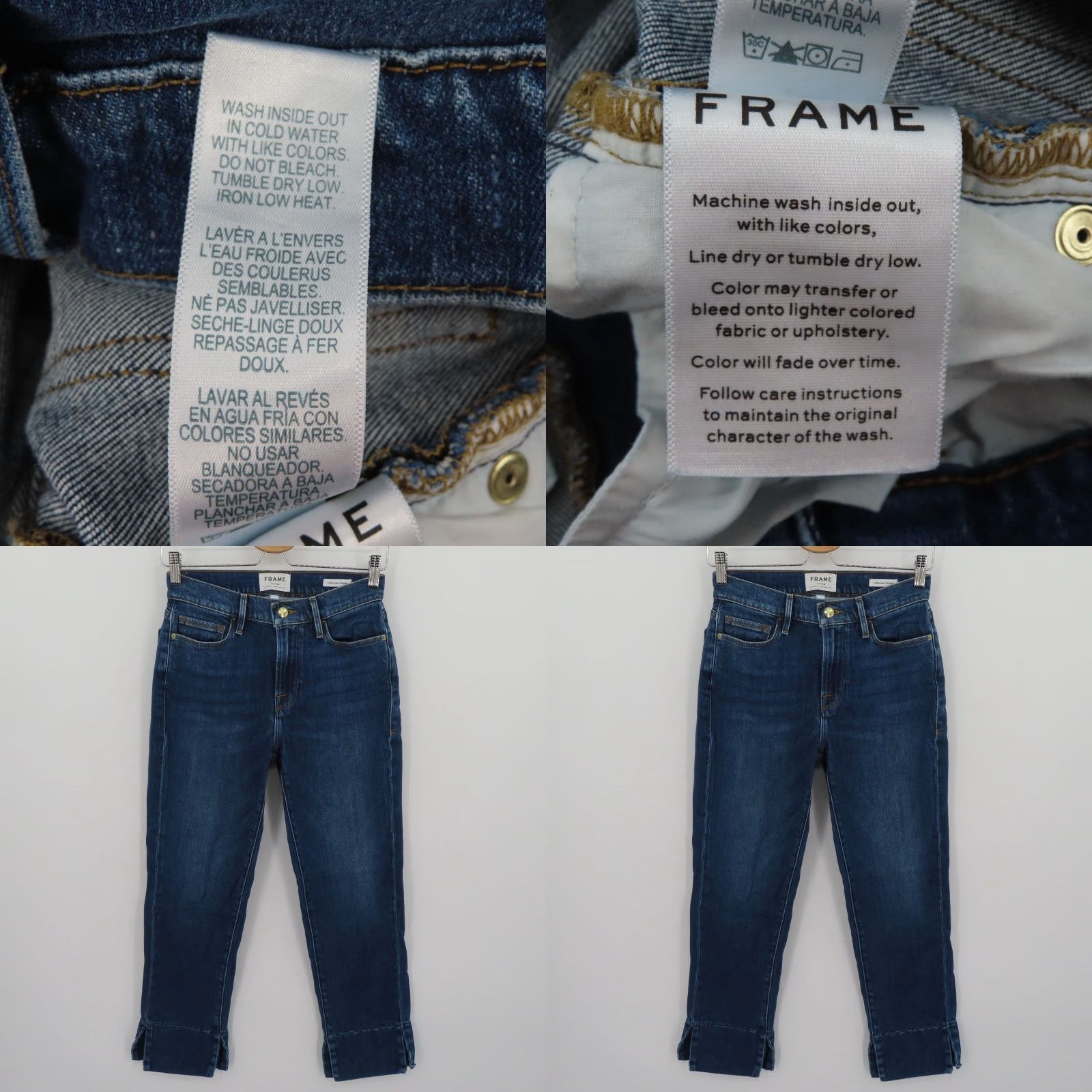 Frame Frame Women 27 Le Nouveau Straight Blue Wash Denim Jeans Ankle Hem Slits Cotton Size 27" / US 4 / IT 40 - 9 Thumbnail