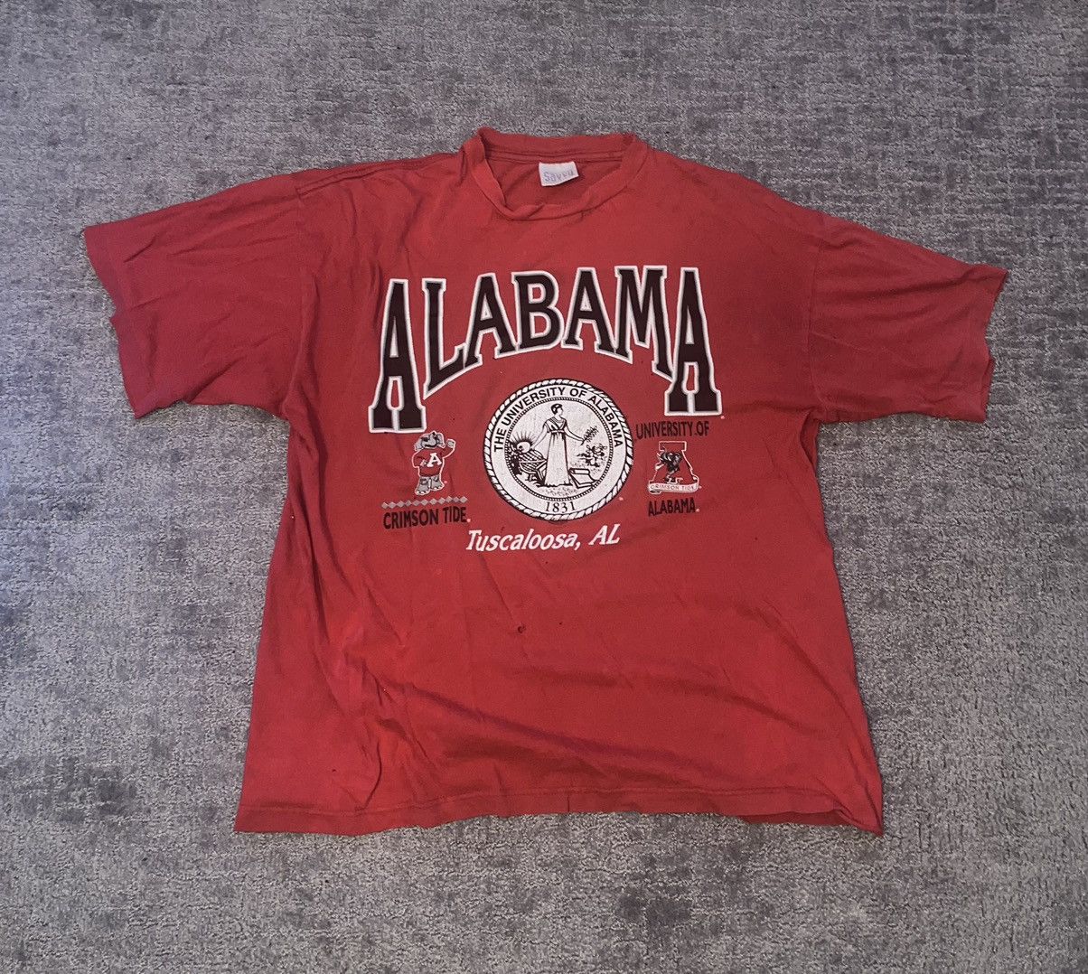 Vintage Vintage 90s Alabama Crimson Tide Single Stitch Red T Shirt Size US XL / EU 56 / 4 - 1 Thumbnail