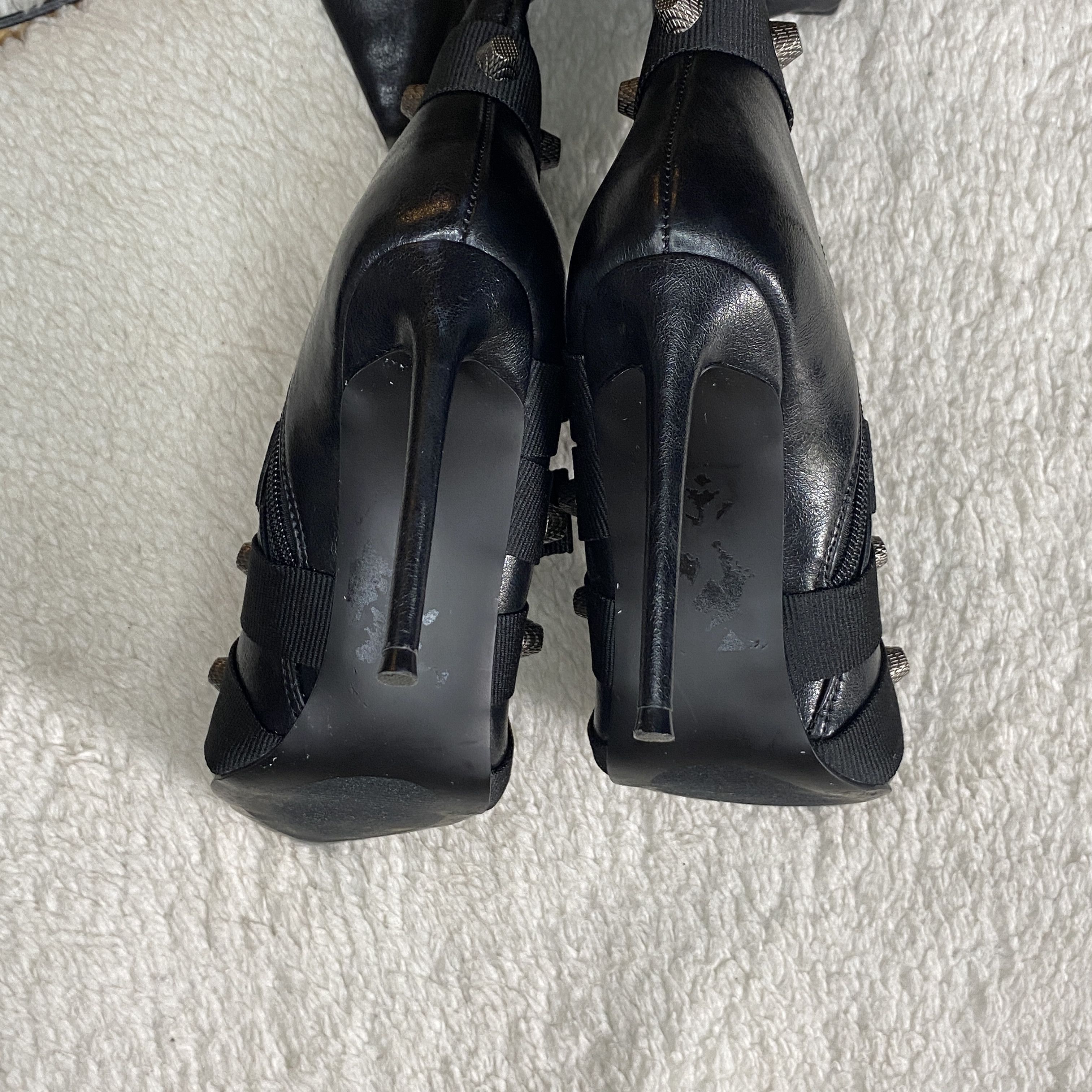 Steve Madden Steve Madden Black Faux Leather Strappy Studded Boots Size US 7.5 / IT 37.5 - 10 Thumbnail