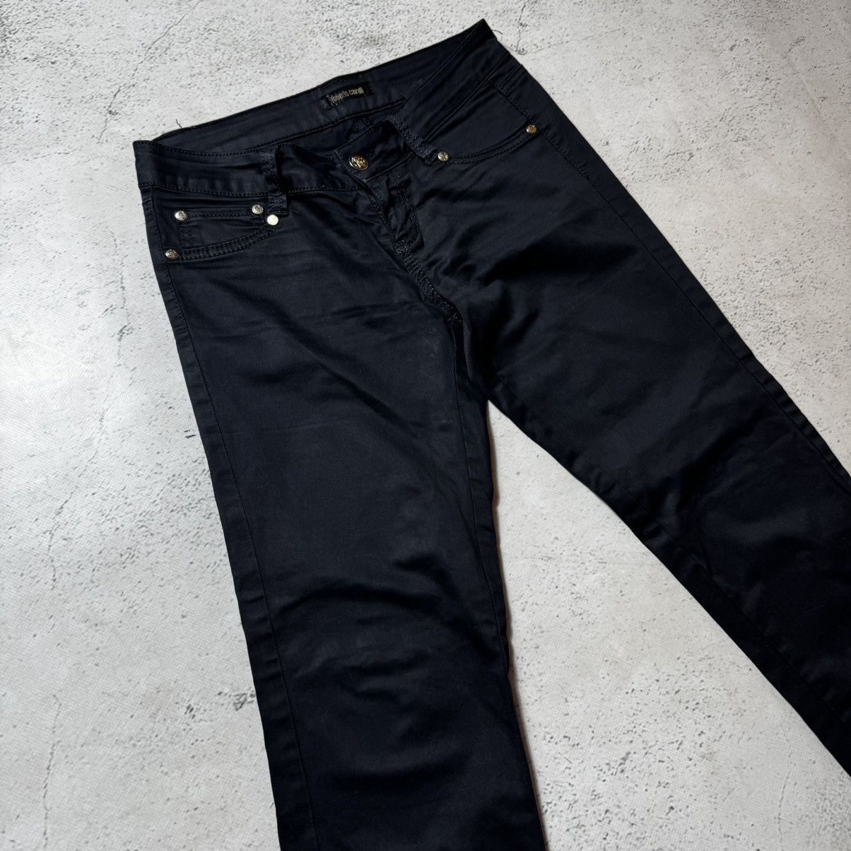 Roberto Cavalli vintage y2k roberto cavalli flared jeans washed black Size 31" - 2 Thumbnail