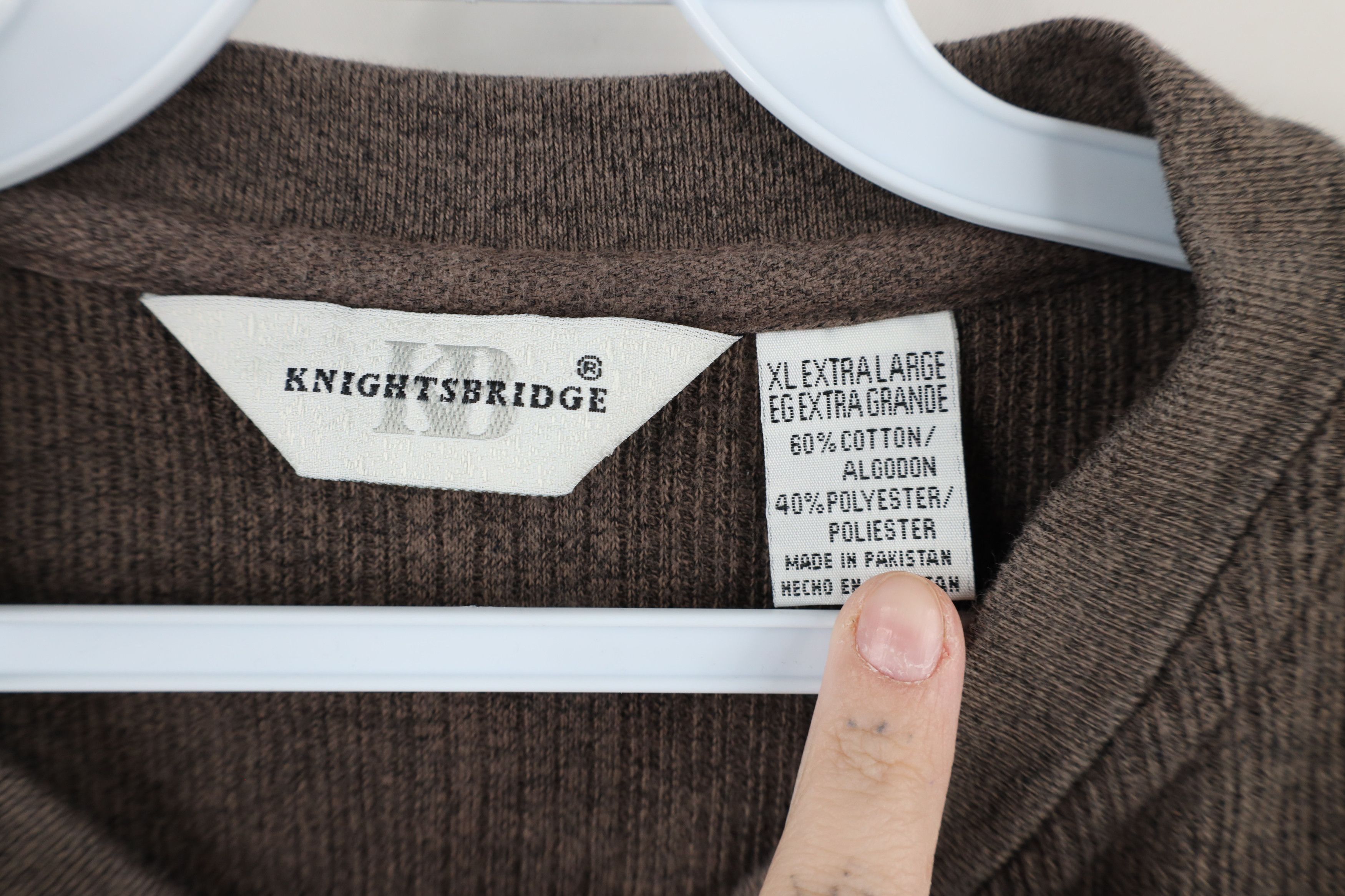 Vintage Vintage 90s Streetwear Knit Long Sleeve Henley T-Shirt Brown Size US XL / EU 56 / 4 - 4 Thumbnail
