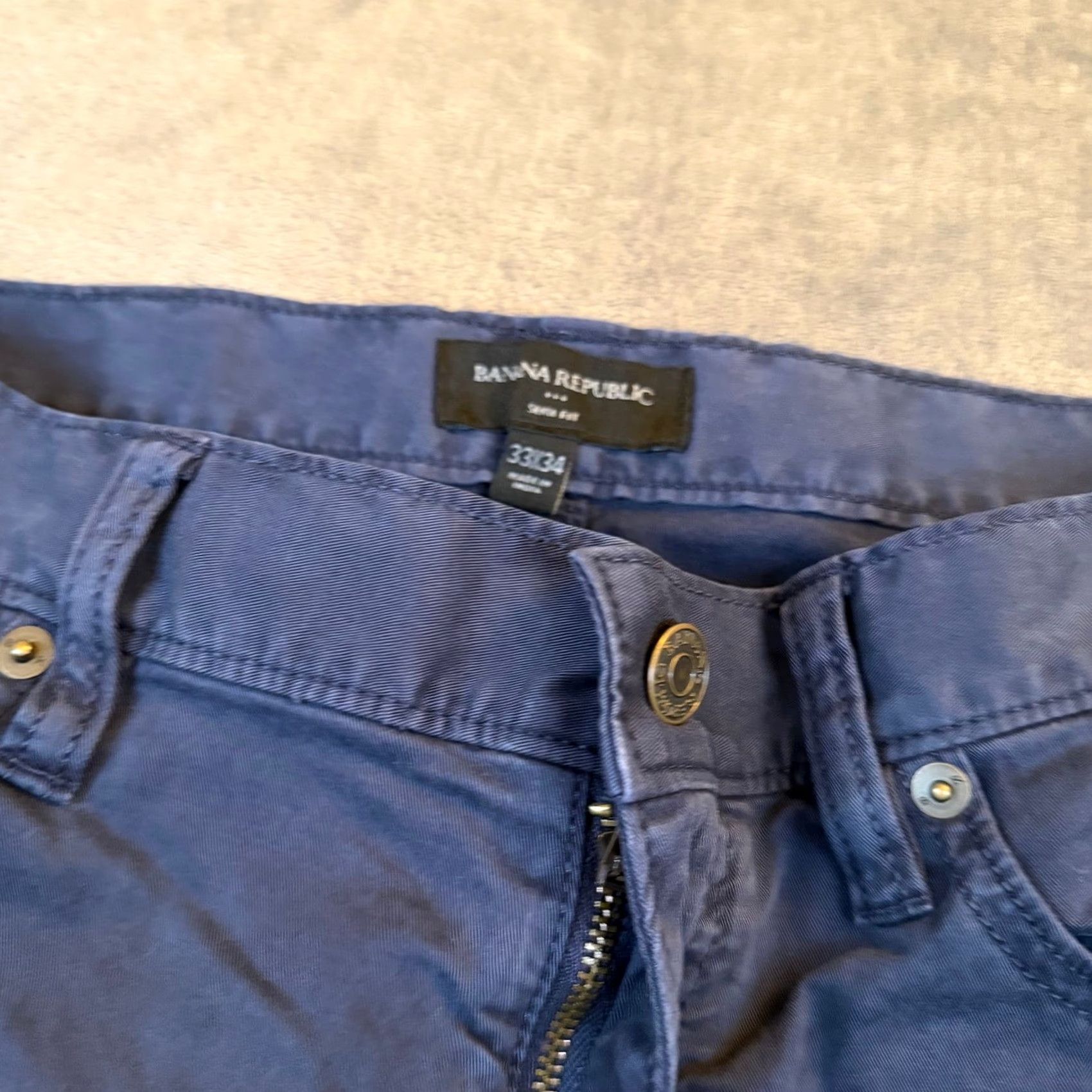 Banana Republic Banana Republic Slim Fit Pants Mens 33x34 Navy Blue Stretch Cotton 5 Pocket Size US 33 - 4 Thumbnail