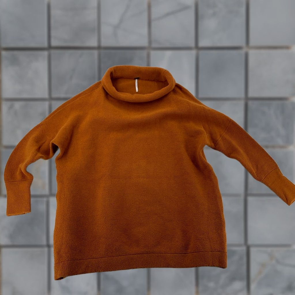 Free People VINTAGE Free People Tunic Sweater Womens Small Rust Orange Ottoman Slouchy Ribbed Knit Size S / US 4 / IT 40 - 1 Thumbnail