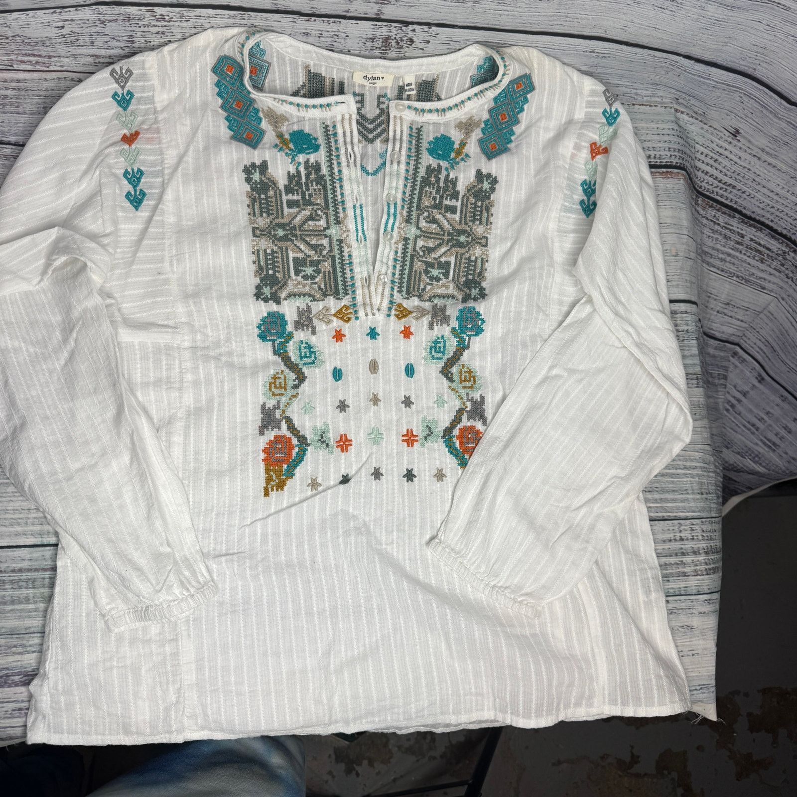 Anthropologie Anthropologie Dylan Cotton Embroidered Long Sleeve Tunic Lg Size L / US 10 / IT 46 - 2 Thumbnail