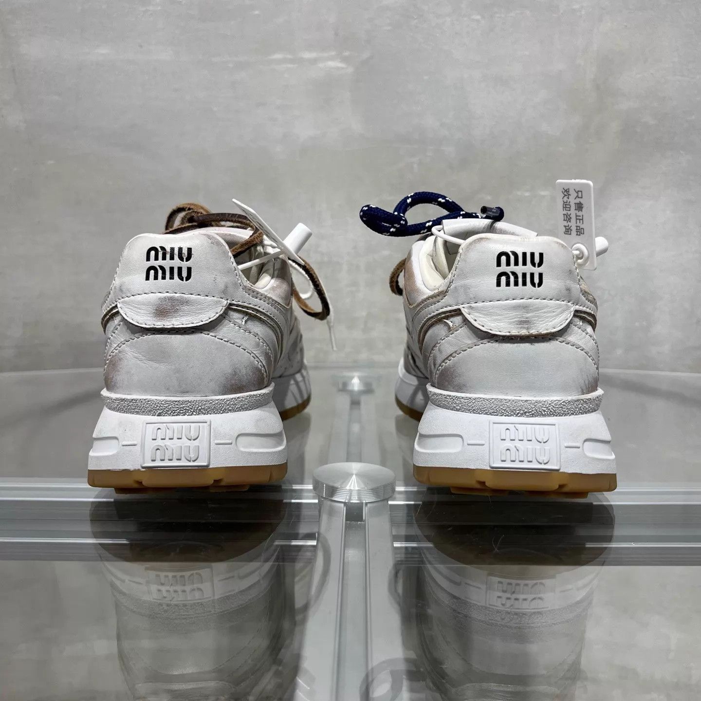 Miu Miu Miu Miu x NB Distressed White 35 Women's Sneakers Size US 4.5 / IT 34.5 - 6 Thumbnail