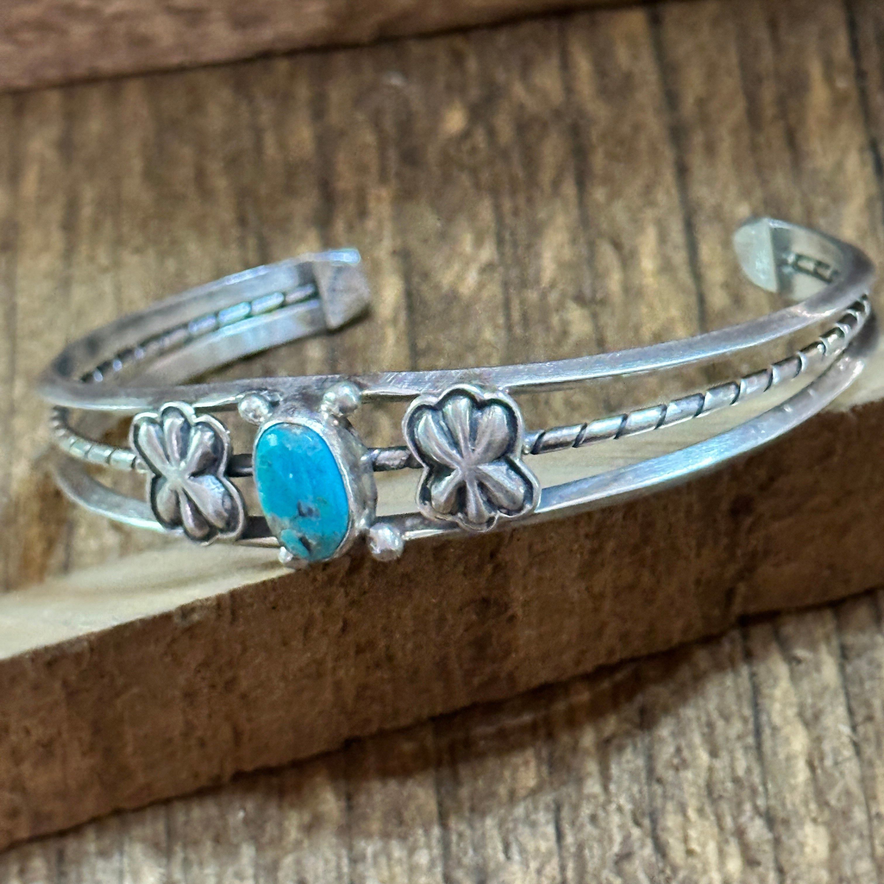 Other Navajo Sterling Cuff & Kingman Turquoise Floral Cuff Bracele Size ONE SIZE - 3 Thumbnail