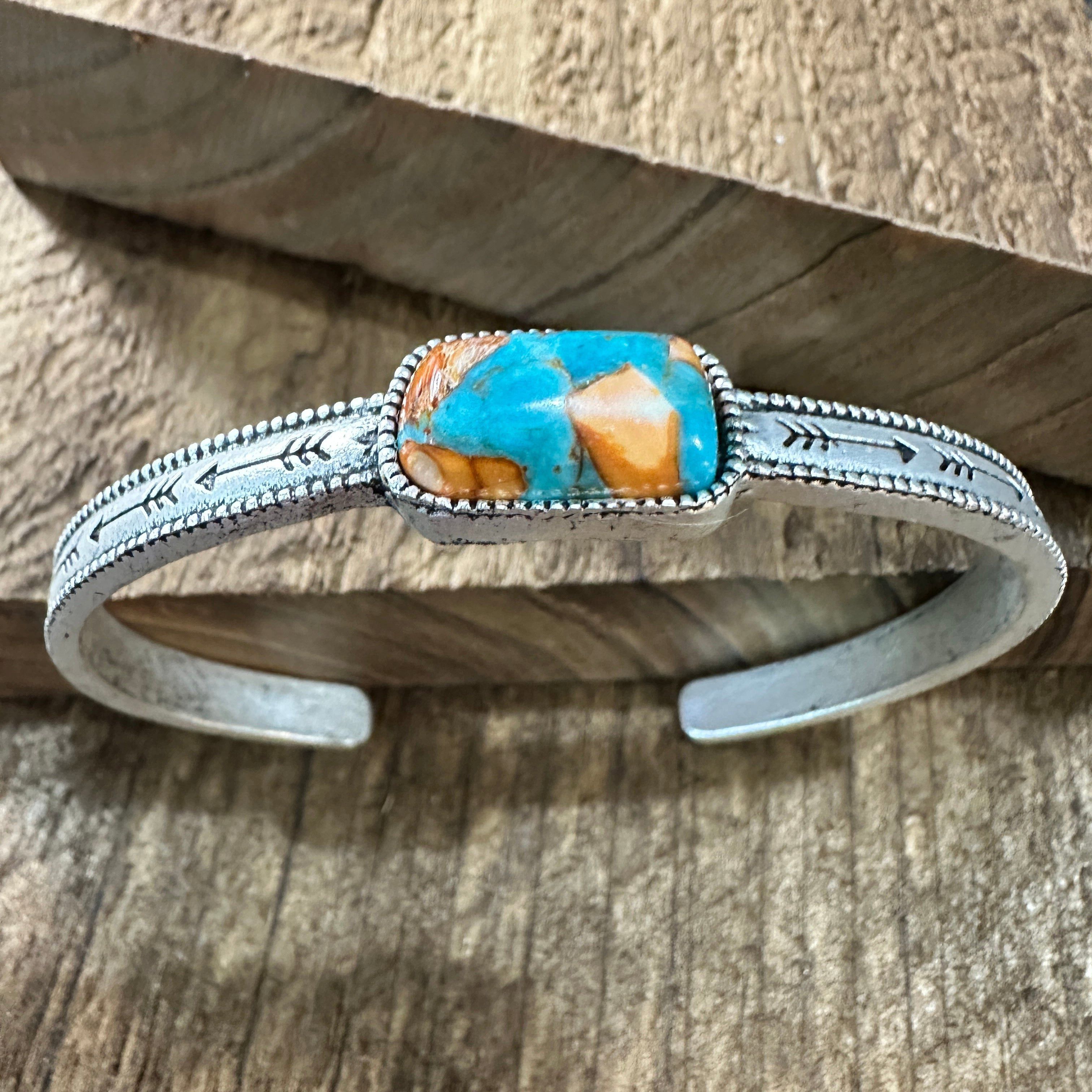 Other Gemstone Cuff Bracelet in Antique Silver Finish, Southwester Size ONE SIZE - 4 Thumbnail