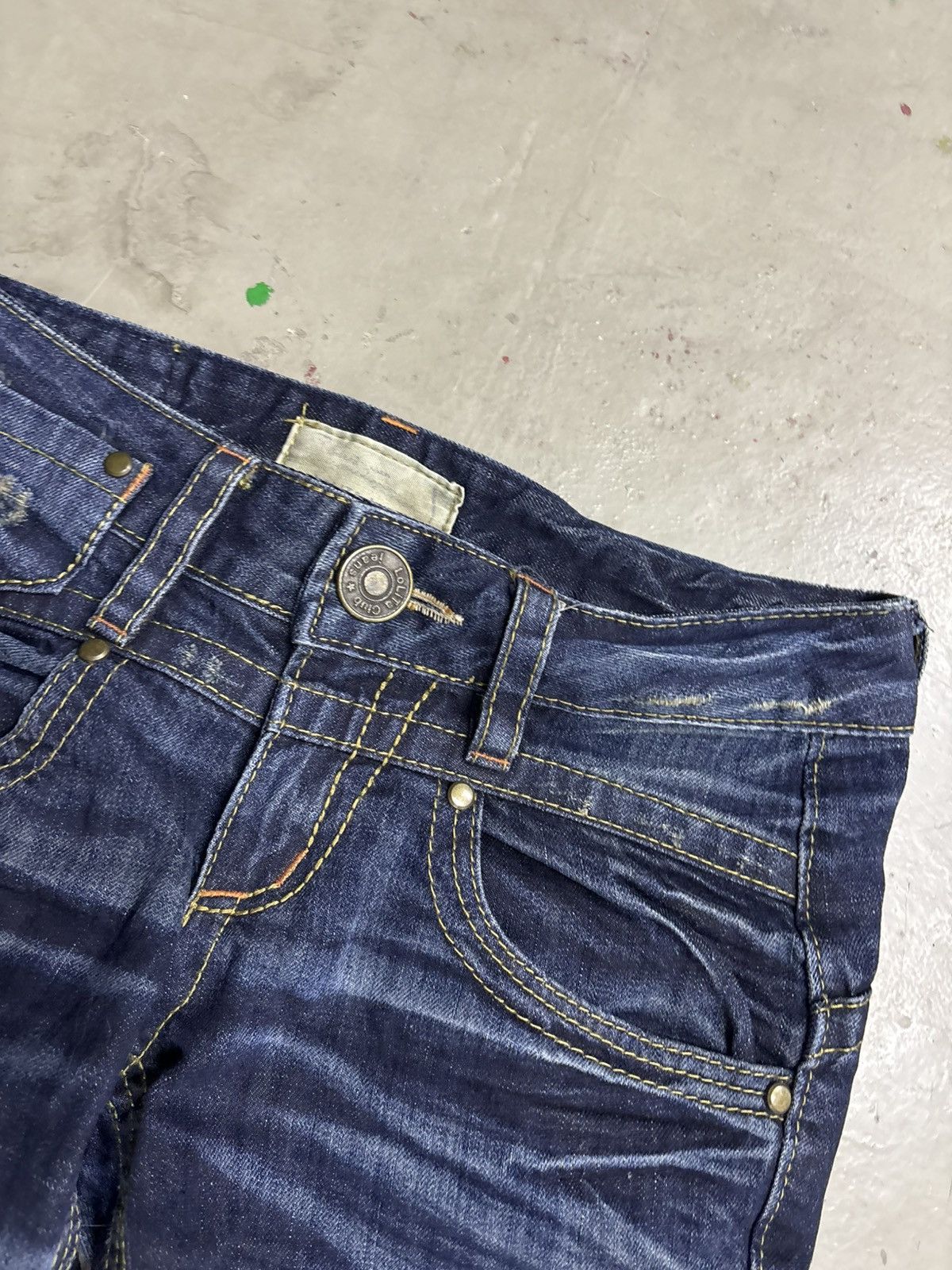 If Six Was Nine Japanese Brand Lolita Mud Wash Flare Heavy Distressed Jeans Size US 30 / EU 46 - 6 Thumbnail