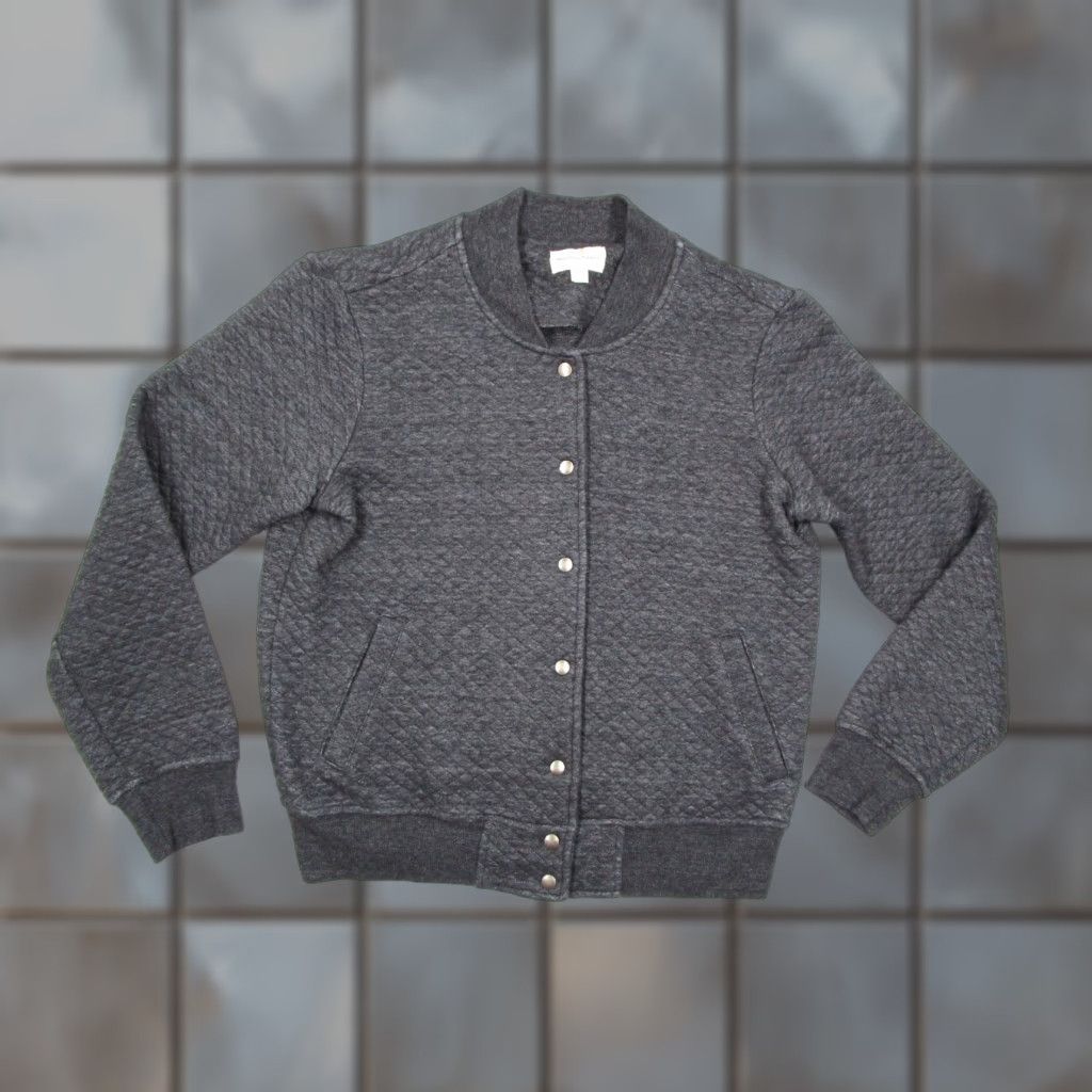 Marine Layer Marine Layer Jacket Women Large Gray Quilted Snap Front Bomber Long Sleeve Size L / US 10 / IT 46 - 1 Thumbnail