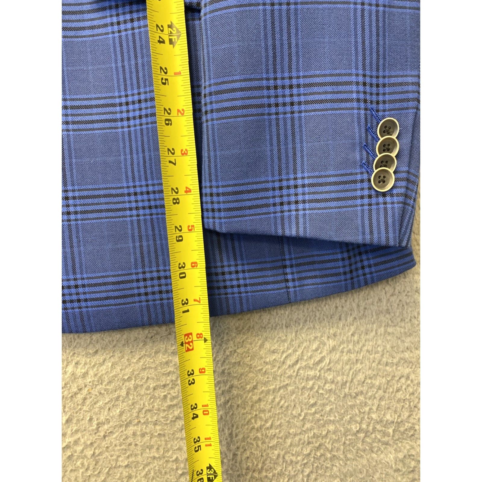 Vintage VINTAGE Savile Row Blue Glen Plaid Blazer 44L Wool Classic Fit Handmade British Mens Size 44L - 5 Thumbnail