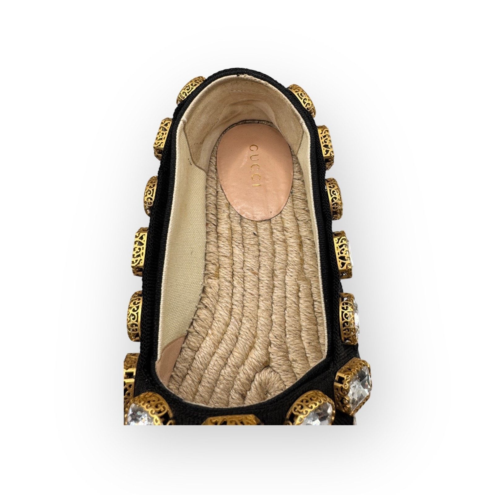 Gucci Gucci Women’s Pepita Canvas Espadrille Shoes with Crystals Size US 8 / IT 38 - 6 Thumbnail