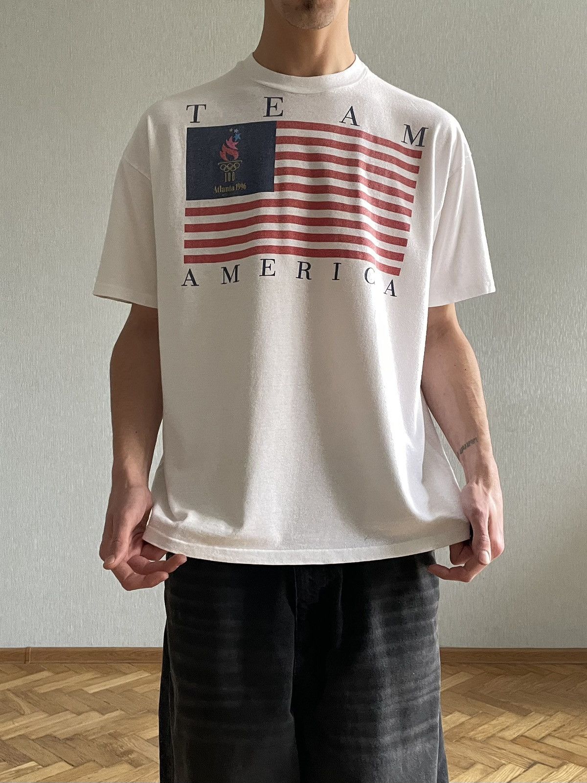 USA Olympics 1996 Olympics Atlanta, Vintage Single Stitch T-Shirt Size US XL / EU 56 / 4 - 5 Thumbnail