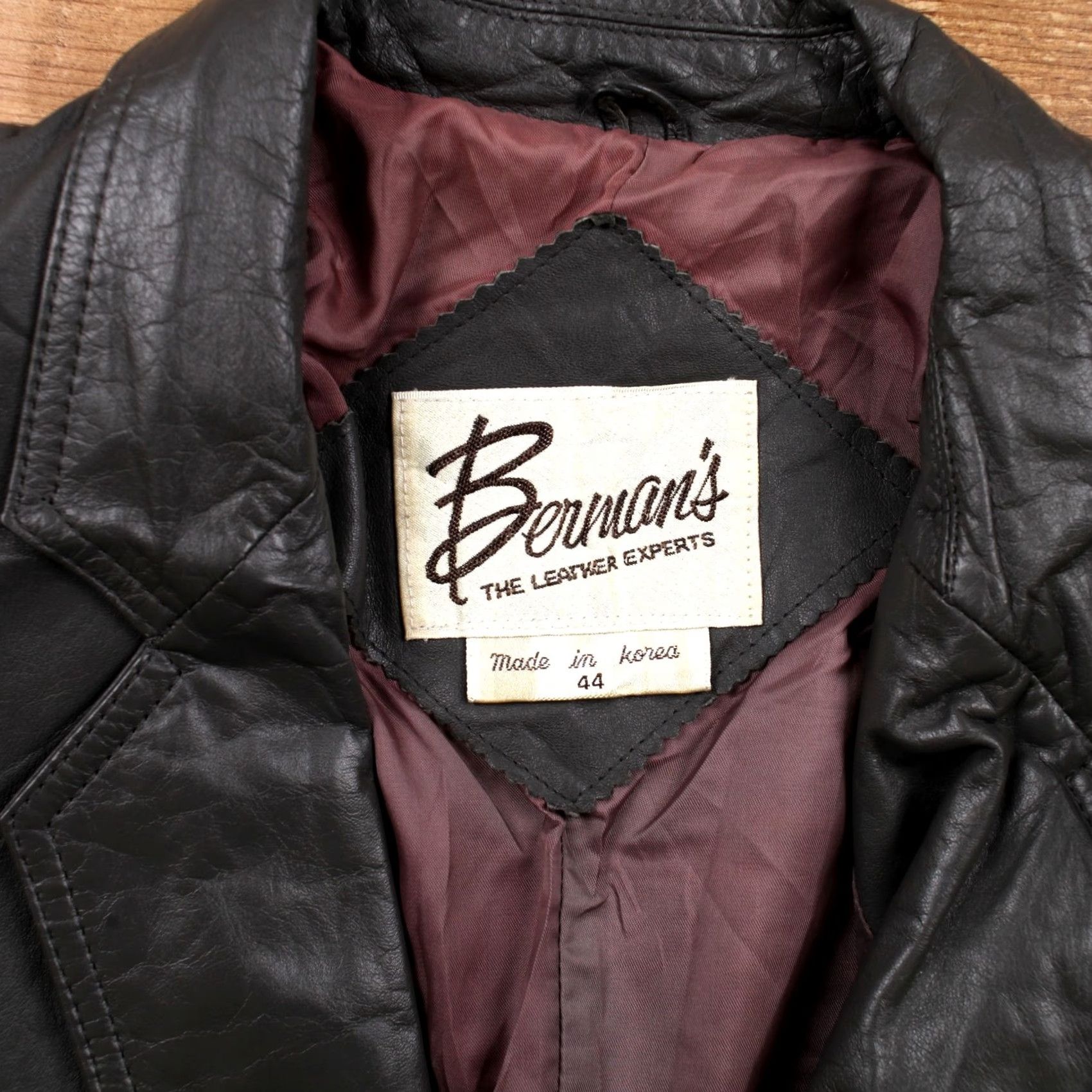 Ben Sherman VINTAGE Bermans Leather Blazer Jacket Mens 44 Grey Lined Button Front 80s Pockets Retro Jacket Size 44R - 3 Thumbnail