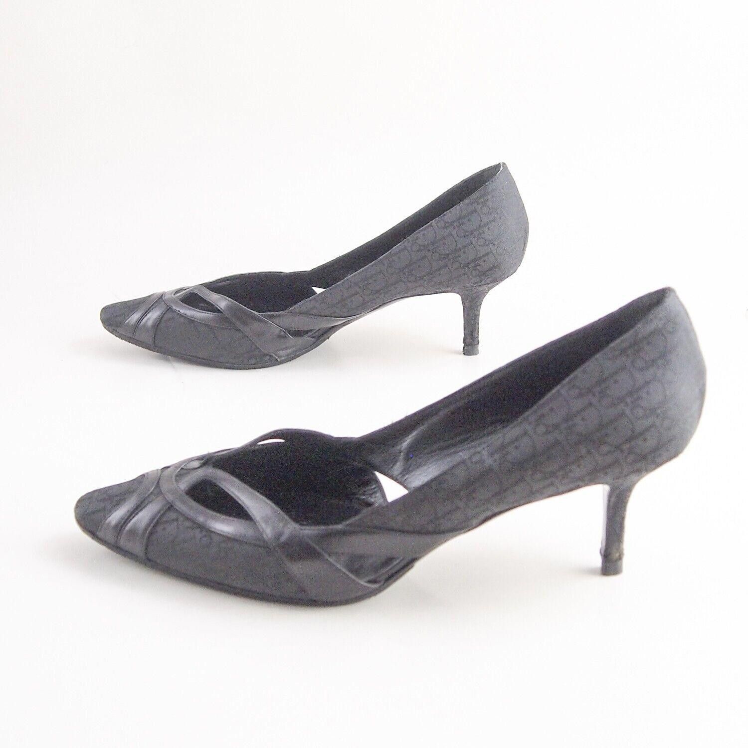 Dior Dior Oblique Heels Black Leather Fabric Womens US 9 EU 39 Size US 9 / IT 39 - 3 Thumbnail