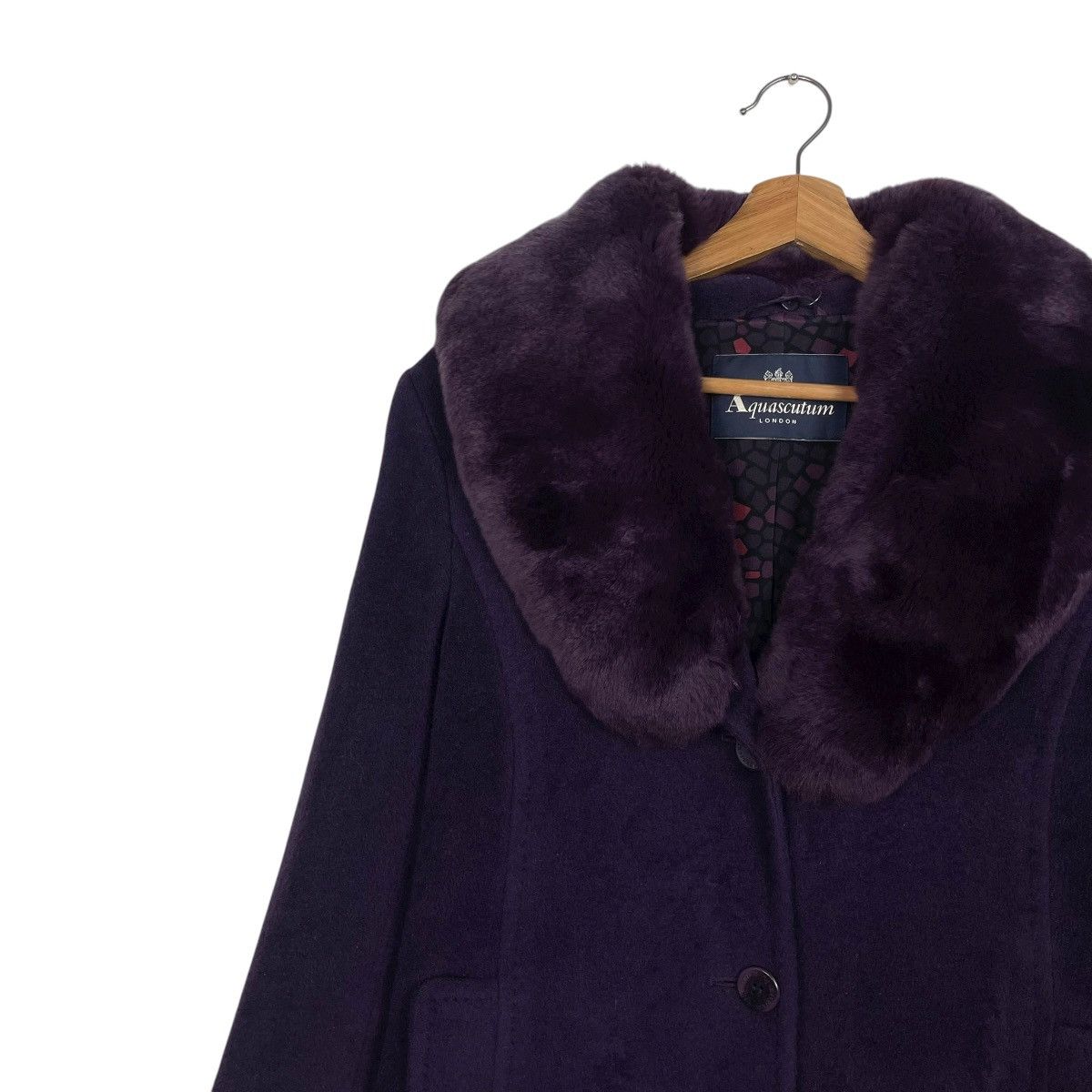 Aquascutum Aquascutum Rabbit Fur Purple Wool Coat Size S / US 4 / IT 40 - 7 Thumbnail