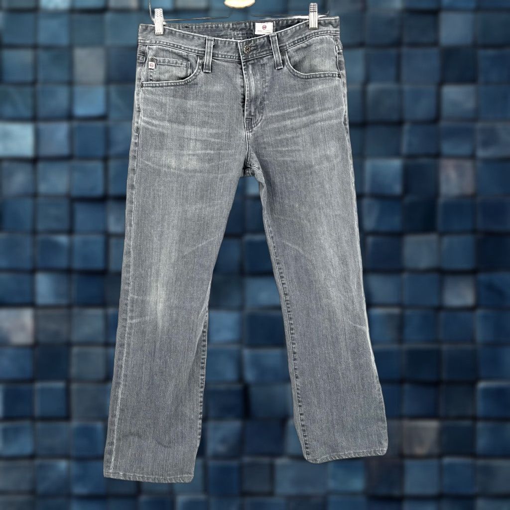 AG Adriano Goldschmied gray straight leg jeans Men 32 28 Zip-fly 5-pocket Classic casual denim 2000s style, Good used condition