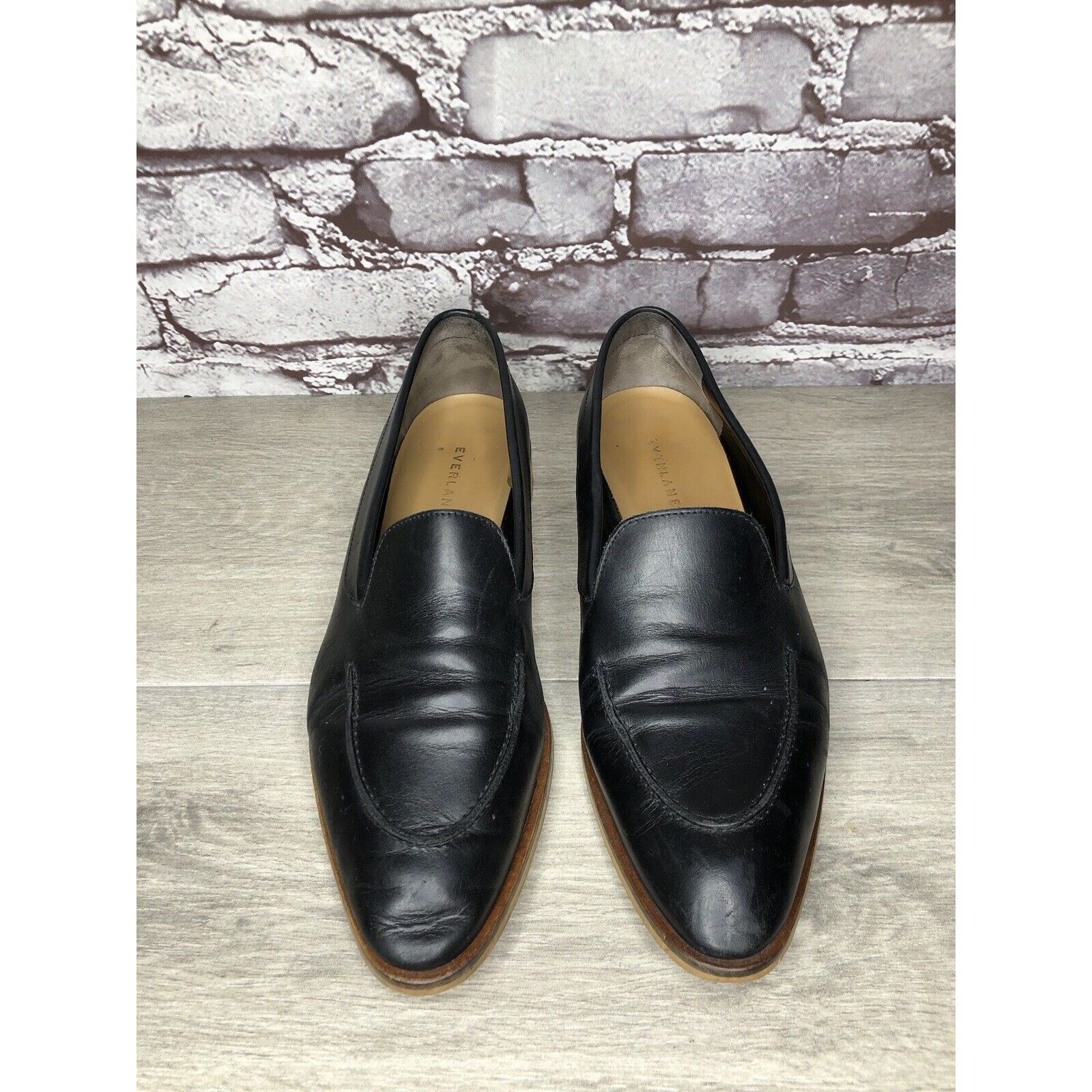 Everlane Everlane The Modern Black Leather Slip On Pointed Toe Loafer Size US 10 / IT 40 - 2 Thumbnail