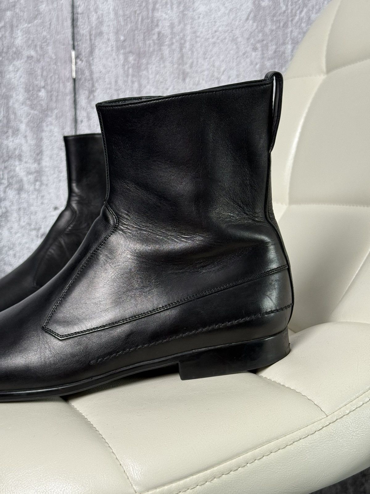 Dior × Hedi Slimane Dior Homme AW 2007 HEDI SLIMANE Era Zip-Up Leather Boots Size US 8.5 / EU 41-42 - 4 Thumbnail