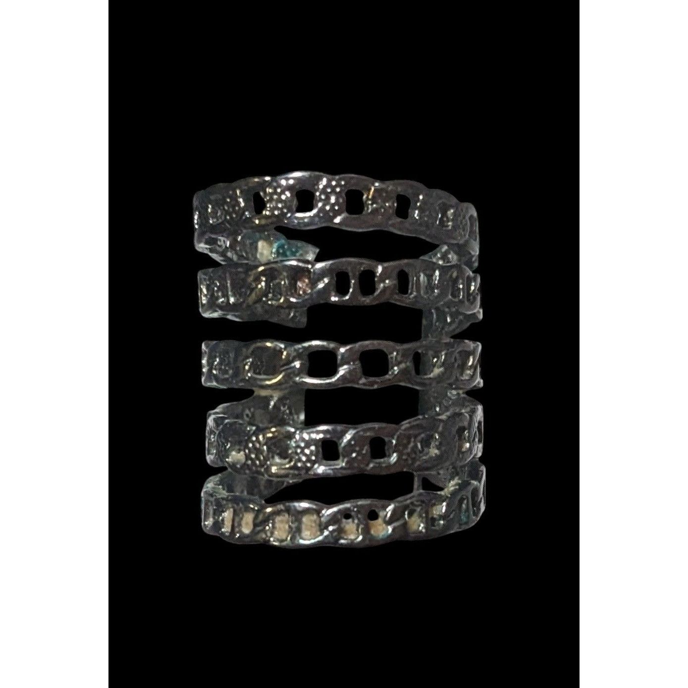 Other Grunge Punk Gunmetal Tone 5 Layer Chain Style Ring Size 5 1/ Size ONE SIZE - 1 Thumbnail