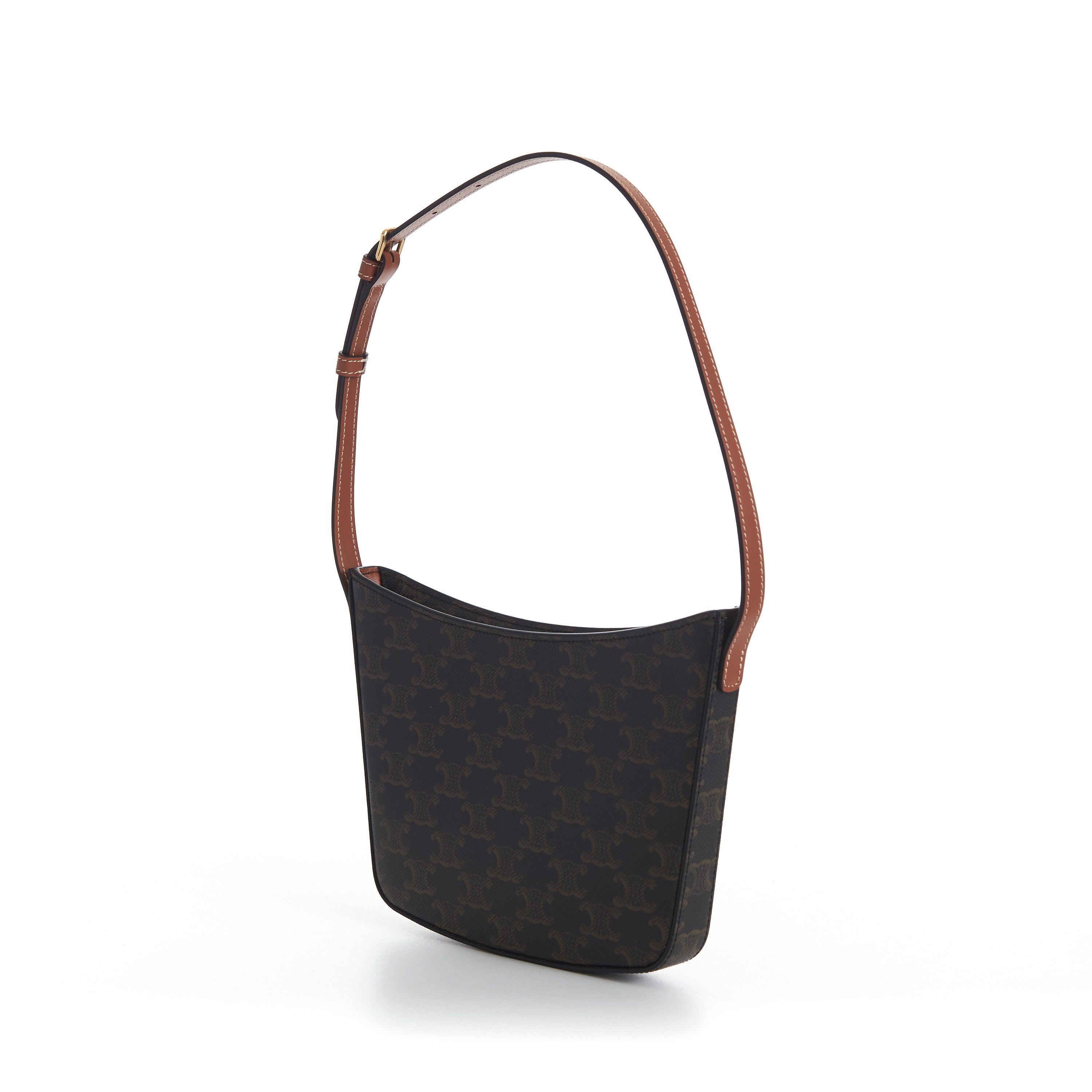 Celine Medium Croque Bag - Tan Triomphe Monogram Canvas & Calfskin Size ONE SIZE - 2 Thumbnail