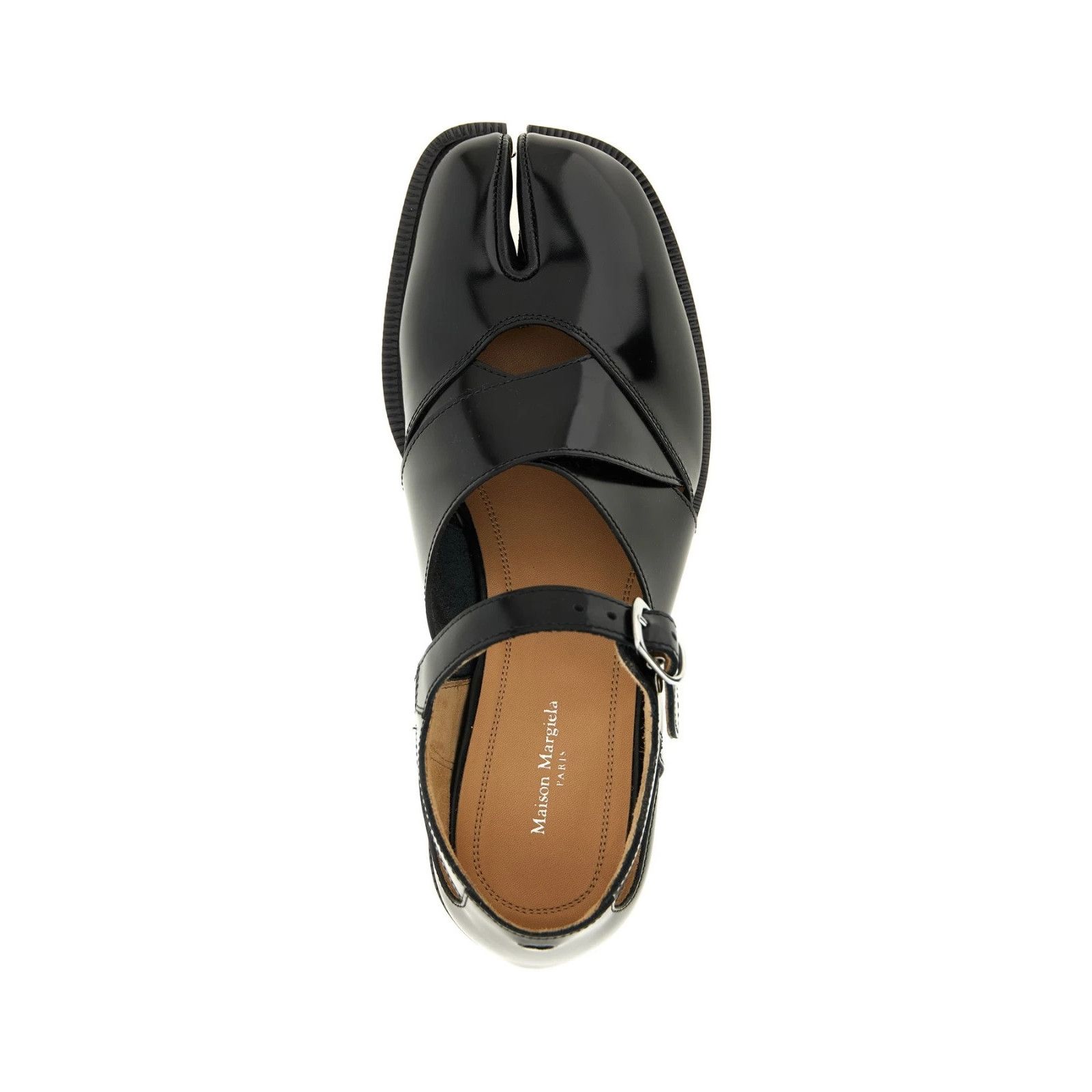 MAISON MARGIELA Mary Jane Tabi Black Patent Leather Sandals