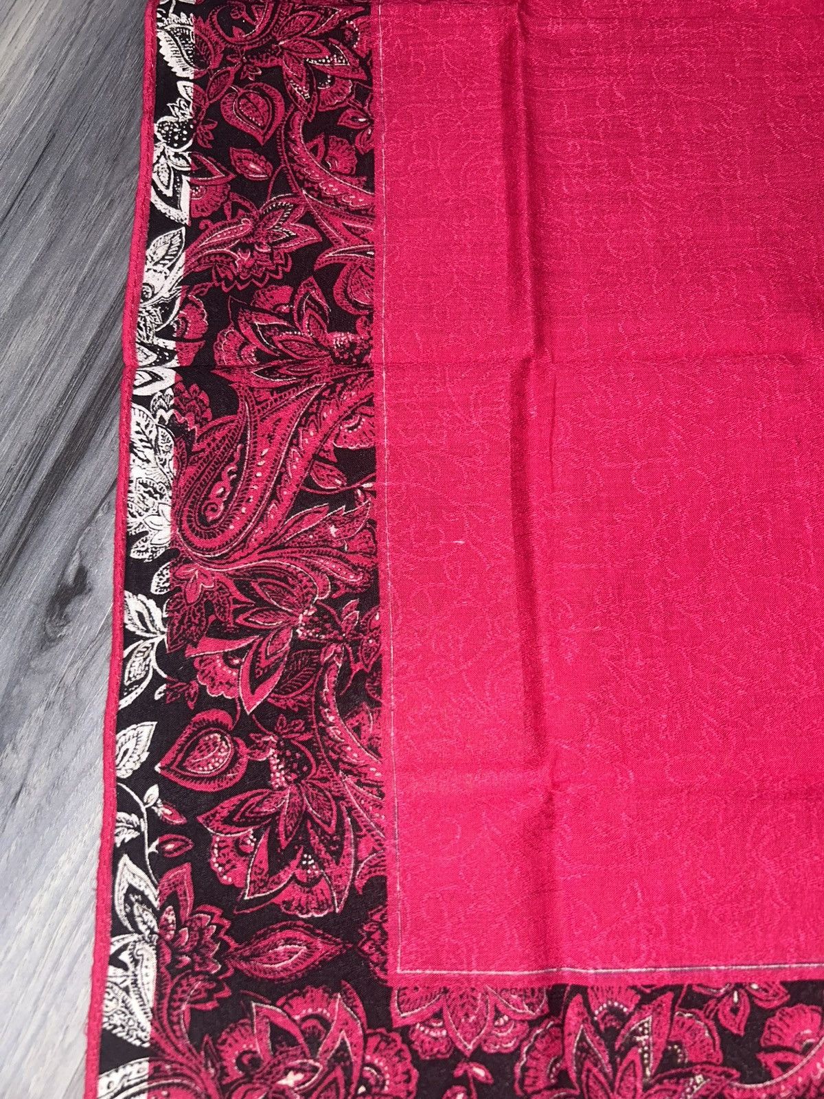 Yves Saint Laurent Vintage YSL Pink & Black Paisley Pattern Cotton Handkerchief Size ONE SIZE - 11 Thumbnail