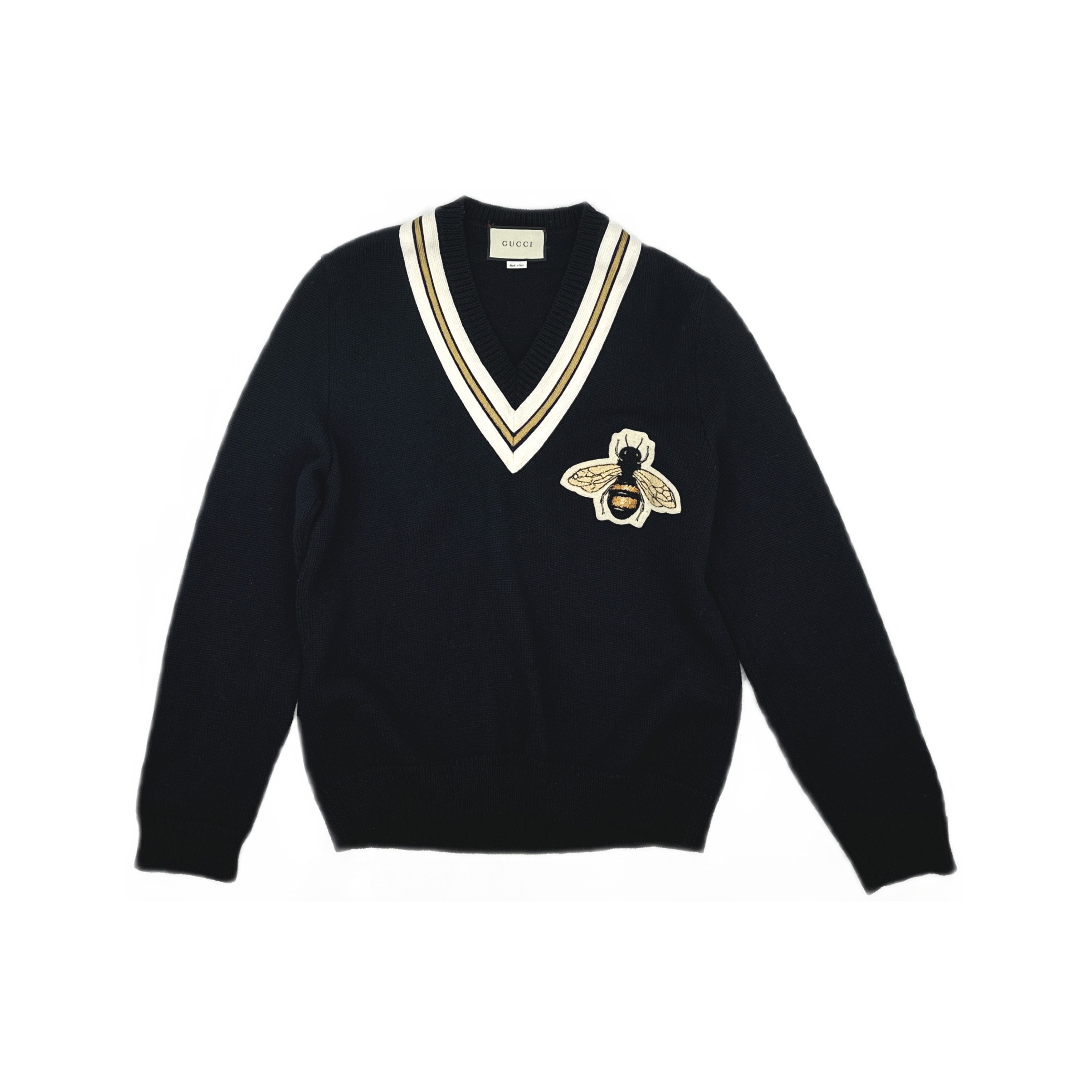 Gucci Gucci Bee Embroidered V-Neck Sweater Size L Size US L / EU 52-54 / 3 - 1 Thumbnail