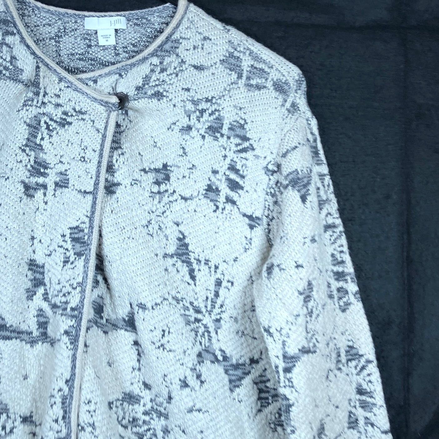 J. Jill J Jill Womens Cardigan Sweater Longline Multi Artisanal Jacquard Open Long Sleeve M - Regular Fit, White, Knit, Casual, Workwear, Fall/Spring/Winter Size M / US 6-8 / IT 42-44 - 5 Thumbnail