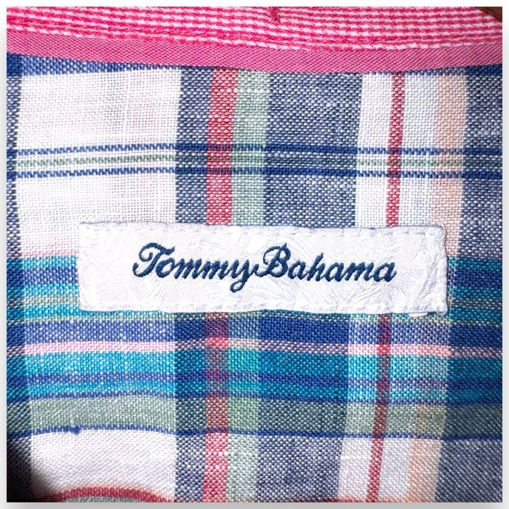Tommy Bahama Plaid Tommy Bahama Linen Print Button Up Shirt Size LT Size US L / EU 52-54 / 3 - 2 Thumbnail