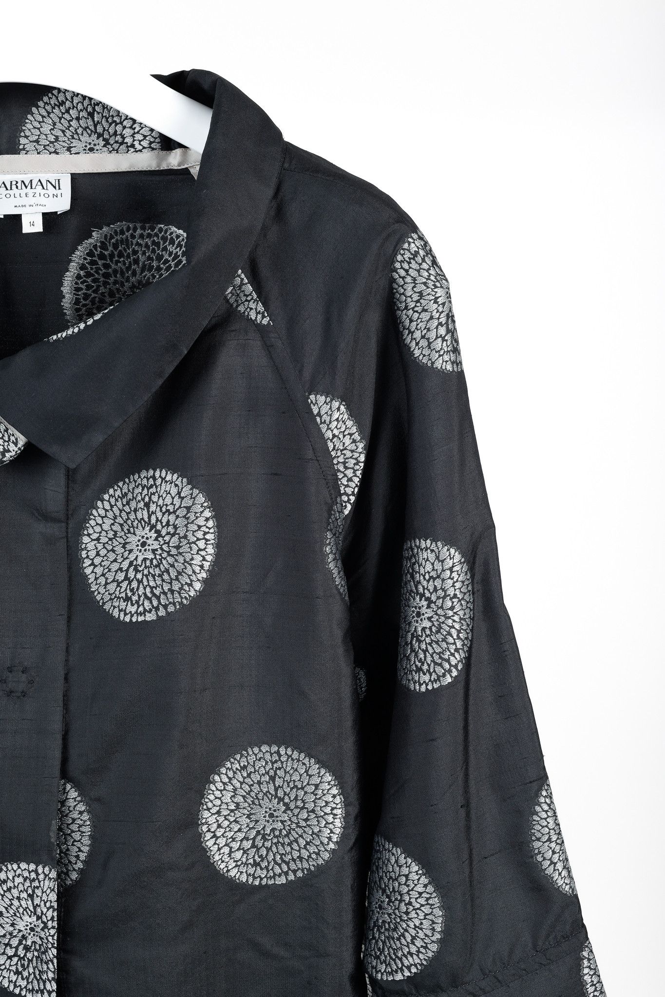 Armani Collezioni Armani Collezioni Black Shantung Mandala-Jacquard Jacket Size L / US 10 / IT 46 - 5 Thumbnail
