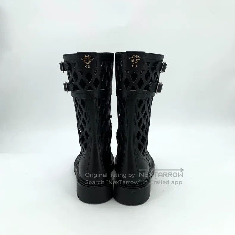 Dior Dior Black hollow mesh leather lace-up mid-boots Size US 5.5 / IT 35.5 - 4 Thumbnail