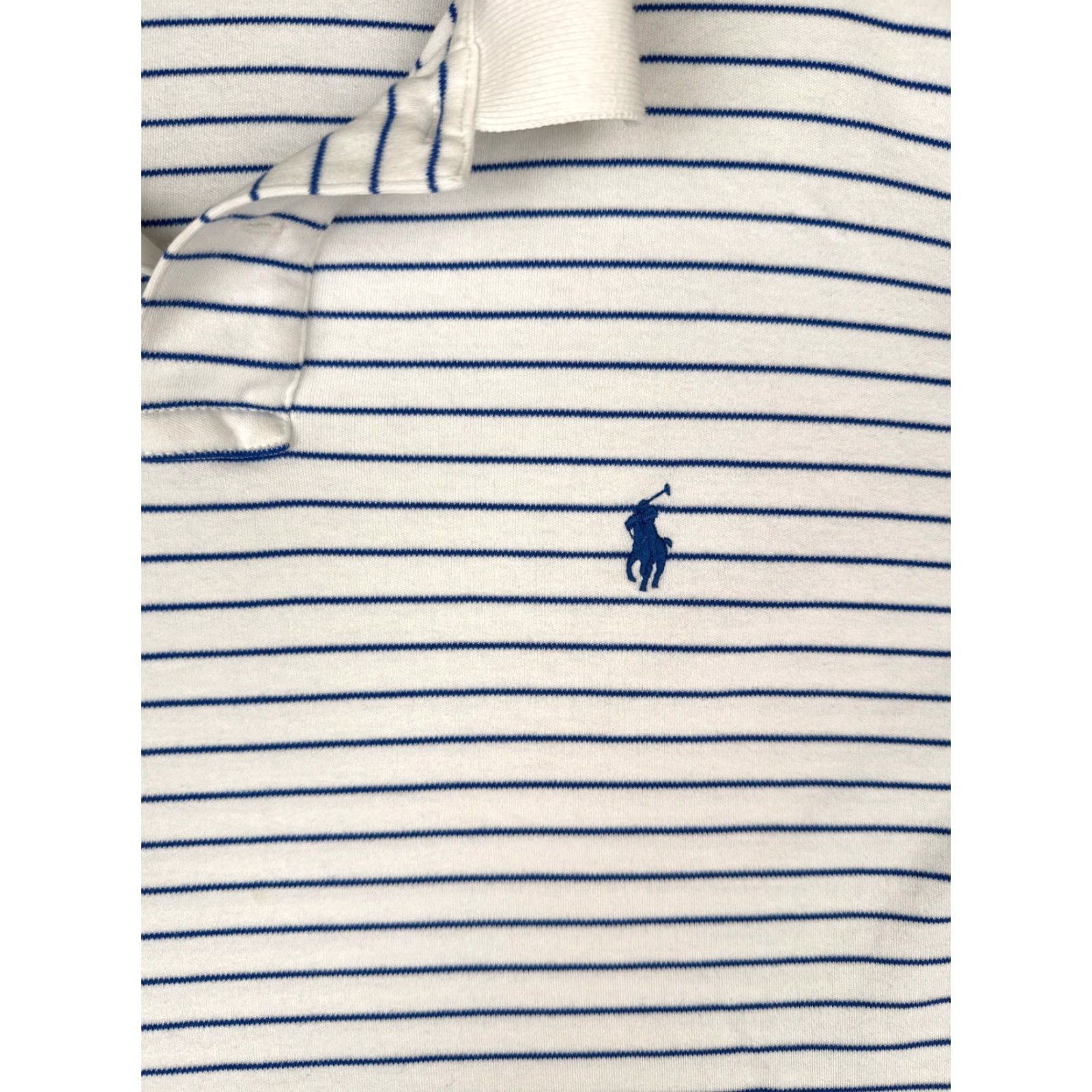 Ralph Lauren VINTAGE Polo Ralph Lauren Shirt Men Large Blue White Stripe 100% Cotton Slim Fit Short Sleeve 40" Chest Mens Size US L / EU 52-54 / 3 - 6 Thumbnail