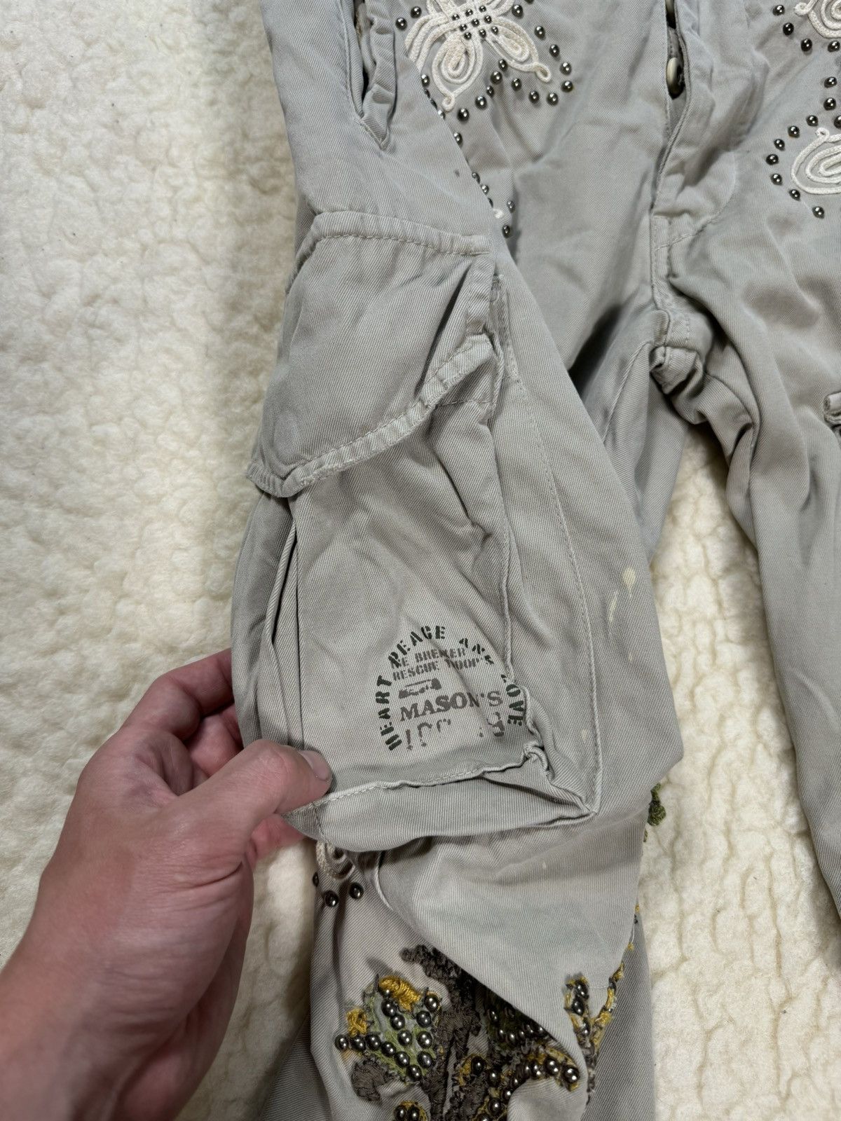 Mason's Masons embroidery metal rivets vintage cargo pockets pants Size US 32 / EU 48 - 8 Thumbnail