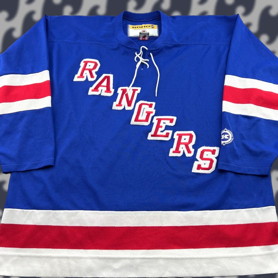 NHL KOHO New York Rangers Ice Hockey Jersey 2XL XXL NHL Shirt Men Blue Vintage Pattern Solid Size US XXL / EU 58 / 5 - 1 Thumbnail