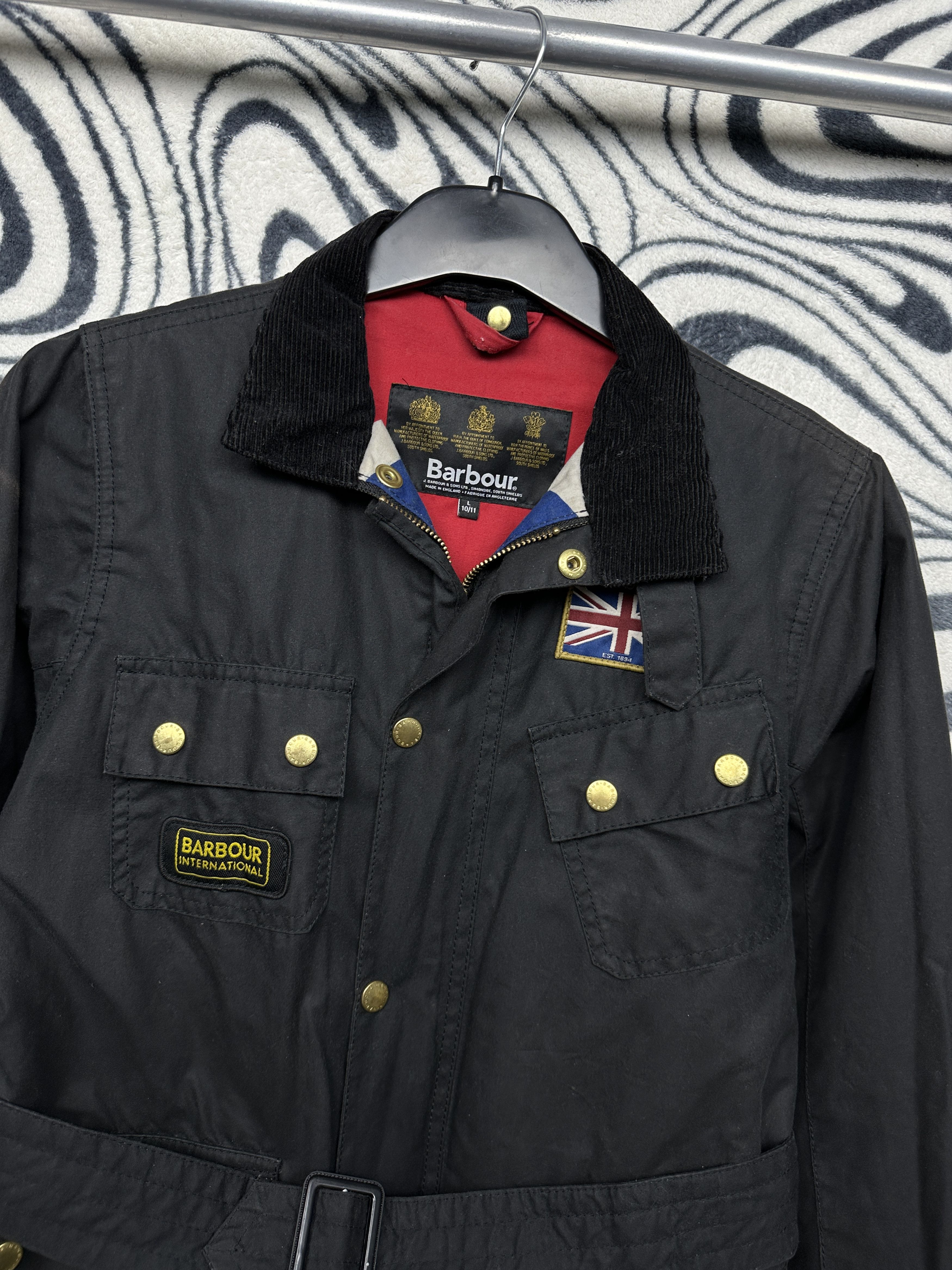 Barbour Barbour International Union Jack Kids Wax Waxed Jacket Size US XXS / EU 40 - 2 Thumbnail