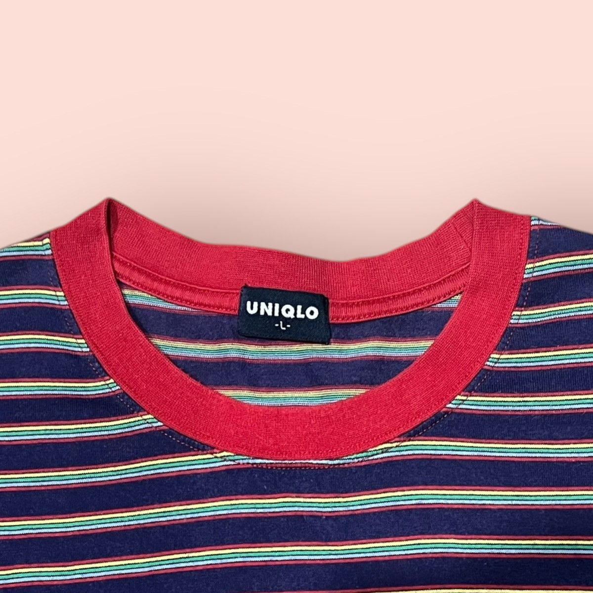 Japanese Brand × Jun Takahashi × Uniqlo VINTAGE 90s/Y2K UNIQLO PURPLE STRIPED TEE Size US L / EU 52-54 / 3 - 6 Thumbnail