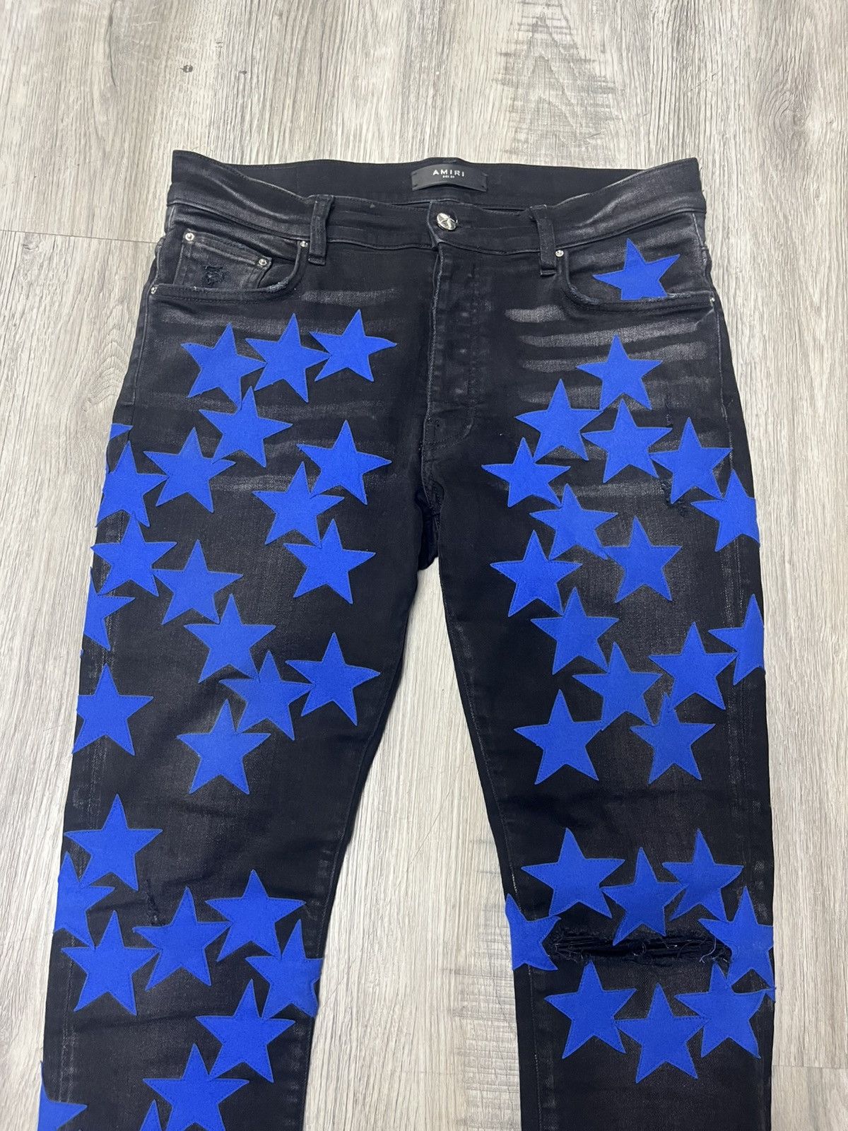 Amiri Amiri Alchemist Suede Stars Blue Aged Black Denim Size US 32 / EU 48 - 3 Thumbnail