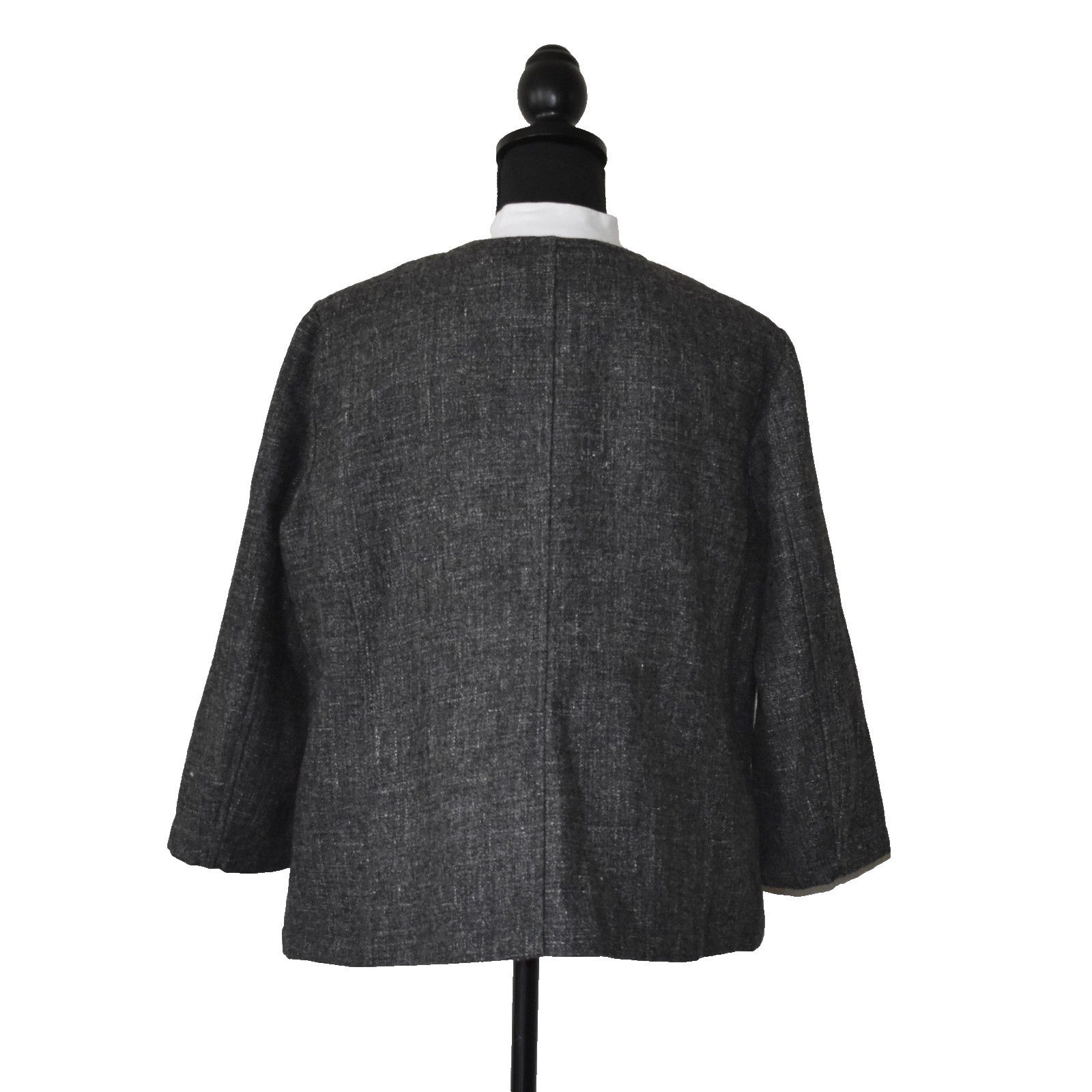 Eileen Fisher EILEEN FISHER Gray Tweed Wool & Hemp Zip Front Jacket Size L Size L / US 10 / IT 46 - 3 Thumbnail