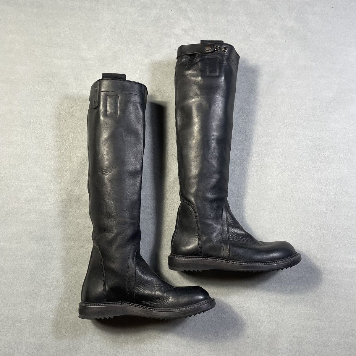 Rick Owens RICK OWENS BLACK LEATHER KNEE-HIGH BOOTS Size US 8 / IT 38 - 3 Thumbnail