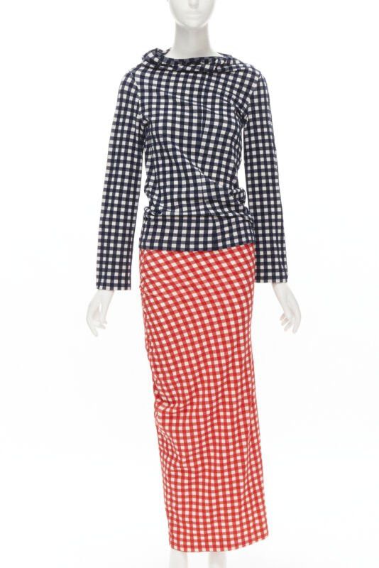 Comme des Garcons COMME DES GARCONS 1997 Vintage Lumps and Bumps gingham checked blue red set Size S / US 4 / IT 40 - 1 Thumbnail